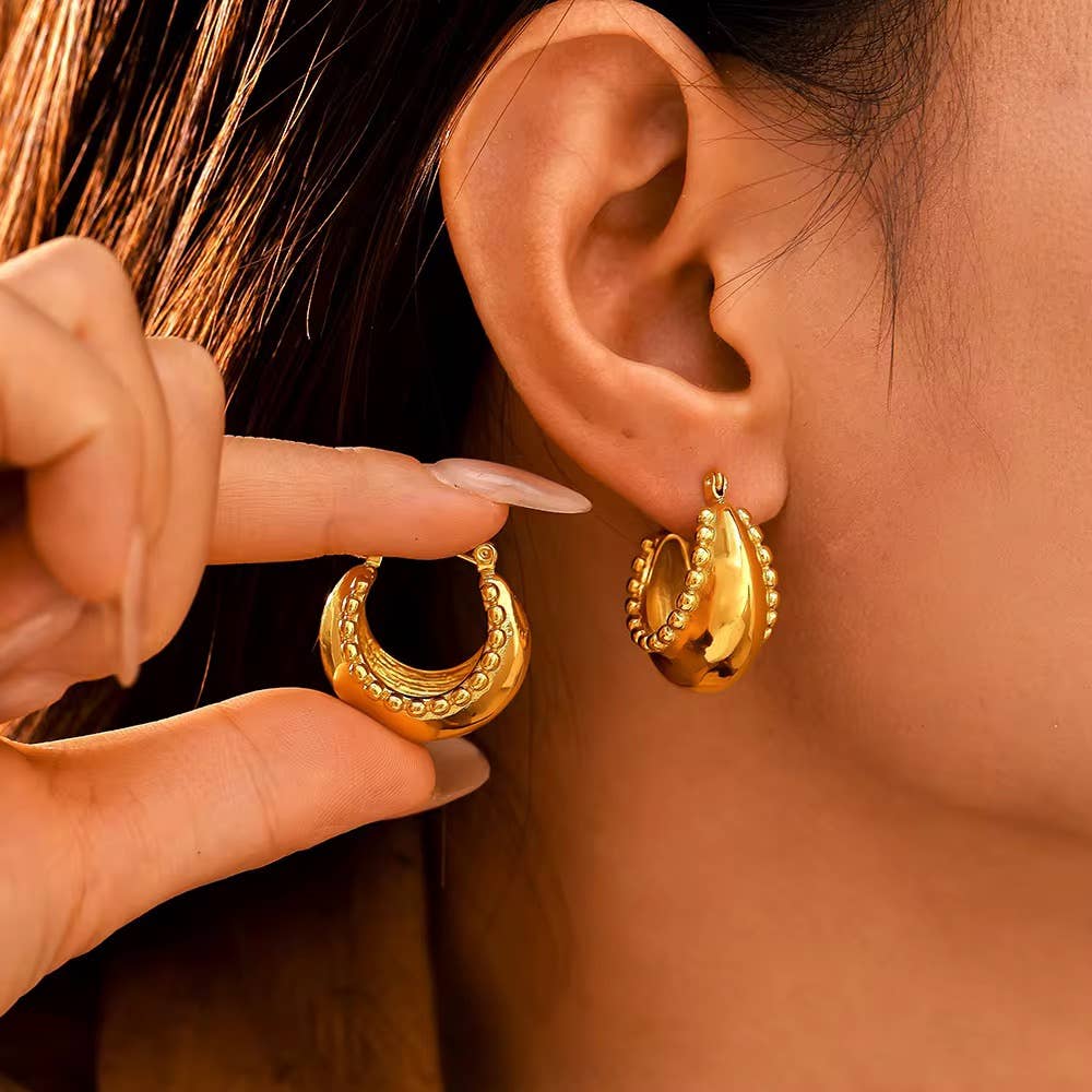 Waterproof Beaded Hoop Earring