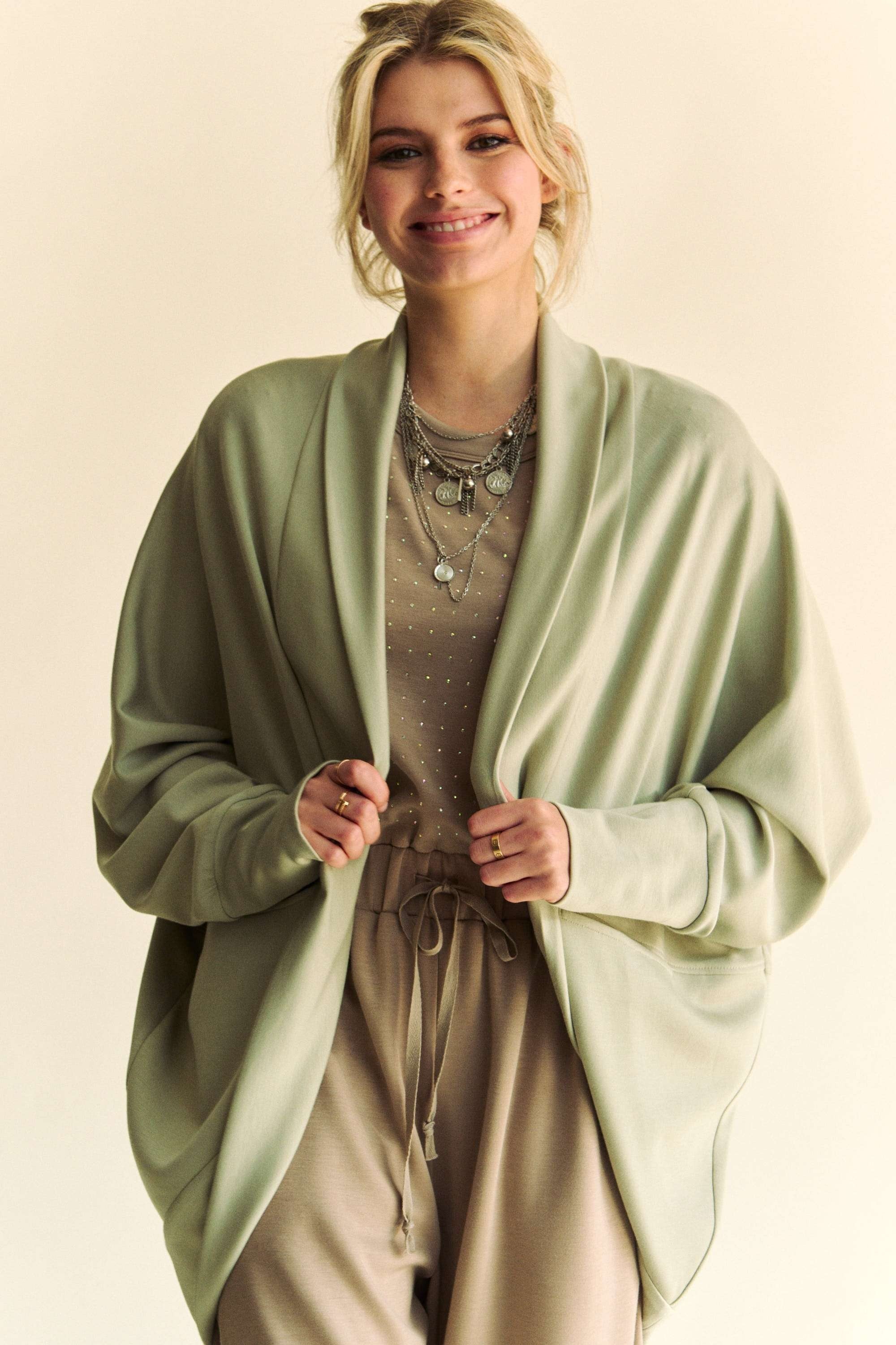 Noemie Scuba Dolman Shawl Cardigan | PLUS SIZE AVAILABLE
