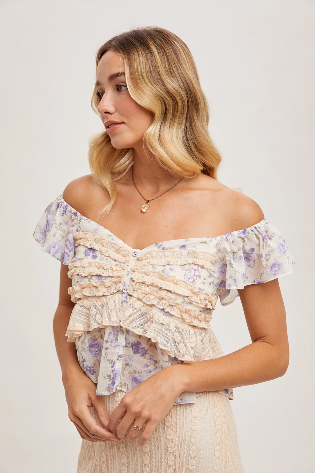 Lana Sweetheart Ruffle Lace Crop Top