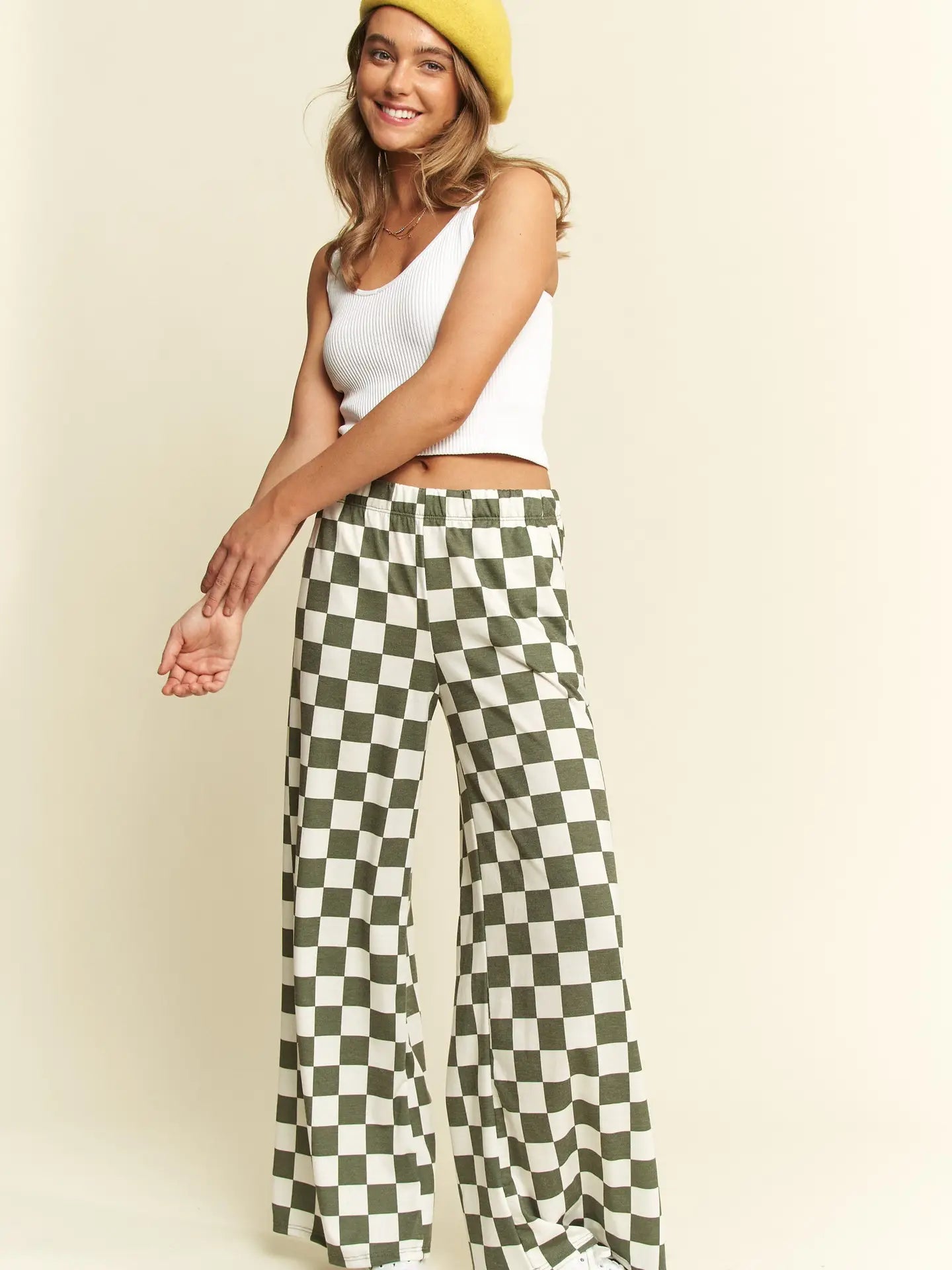 PLUS SIZE | Checkered Straight Leg Pants