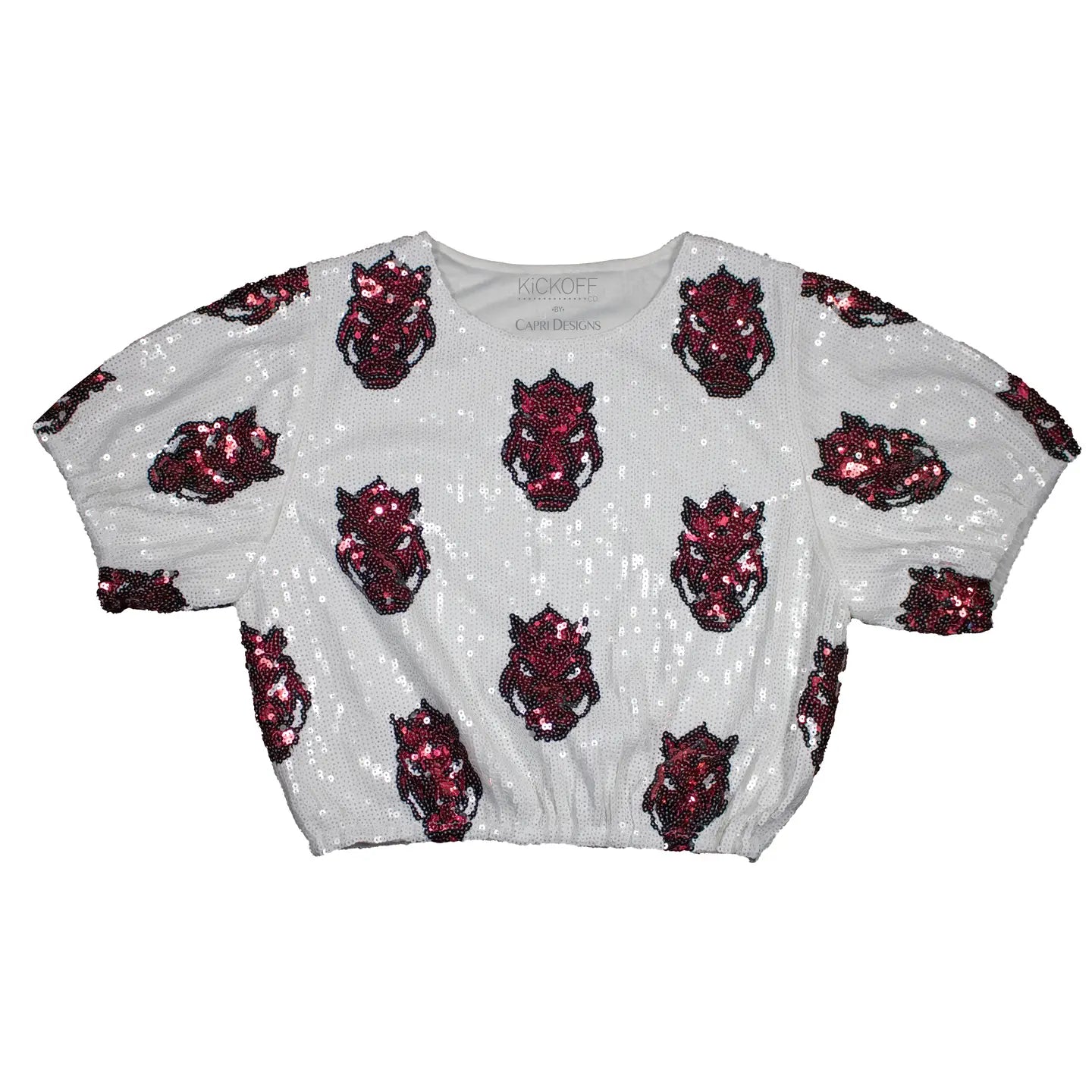 College Logo Sequin Crop Top