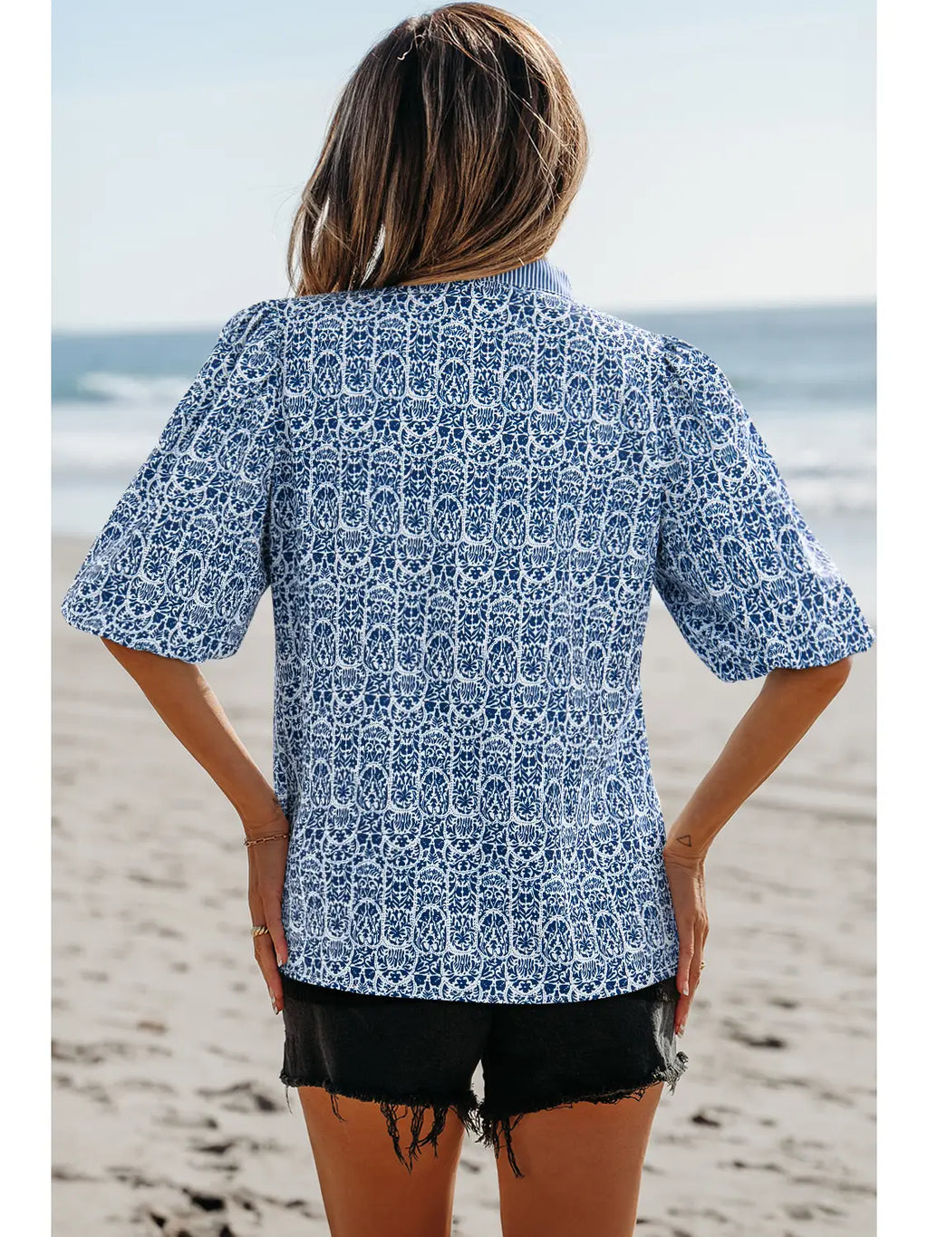 Thea Floral Striped Ric Rac Top