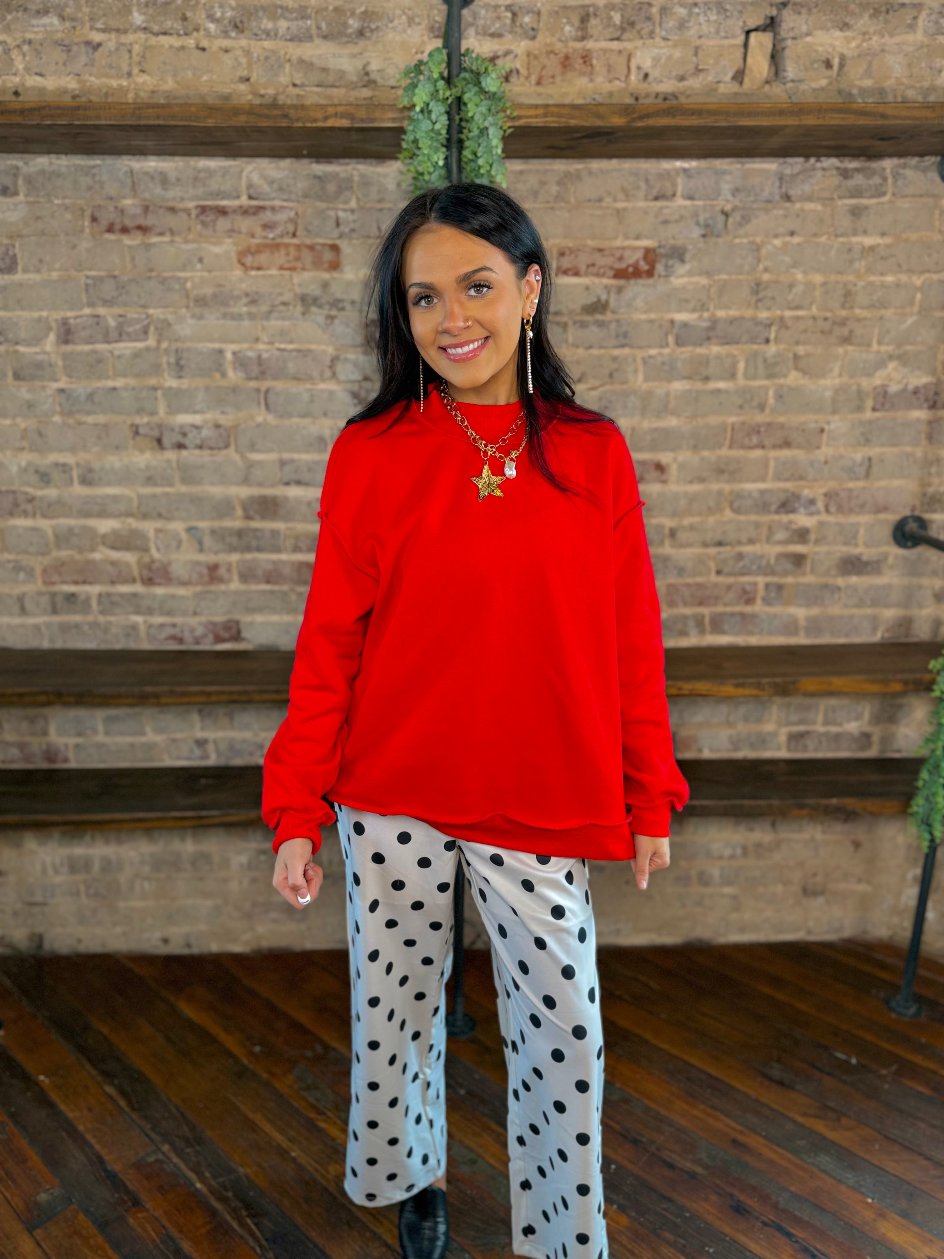 Solid Cozy Mock Neck Sweatshirt