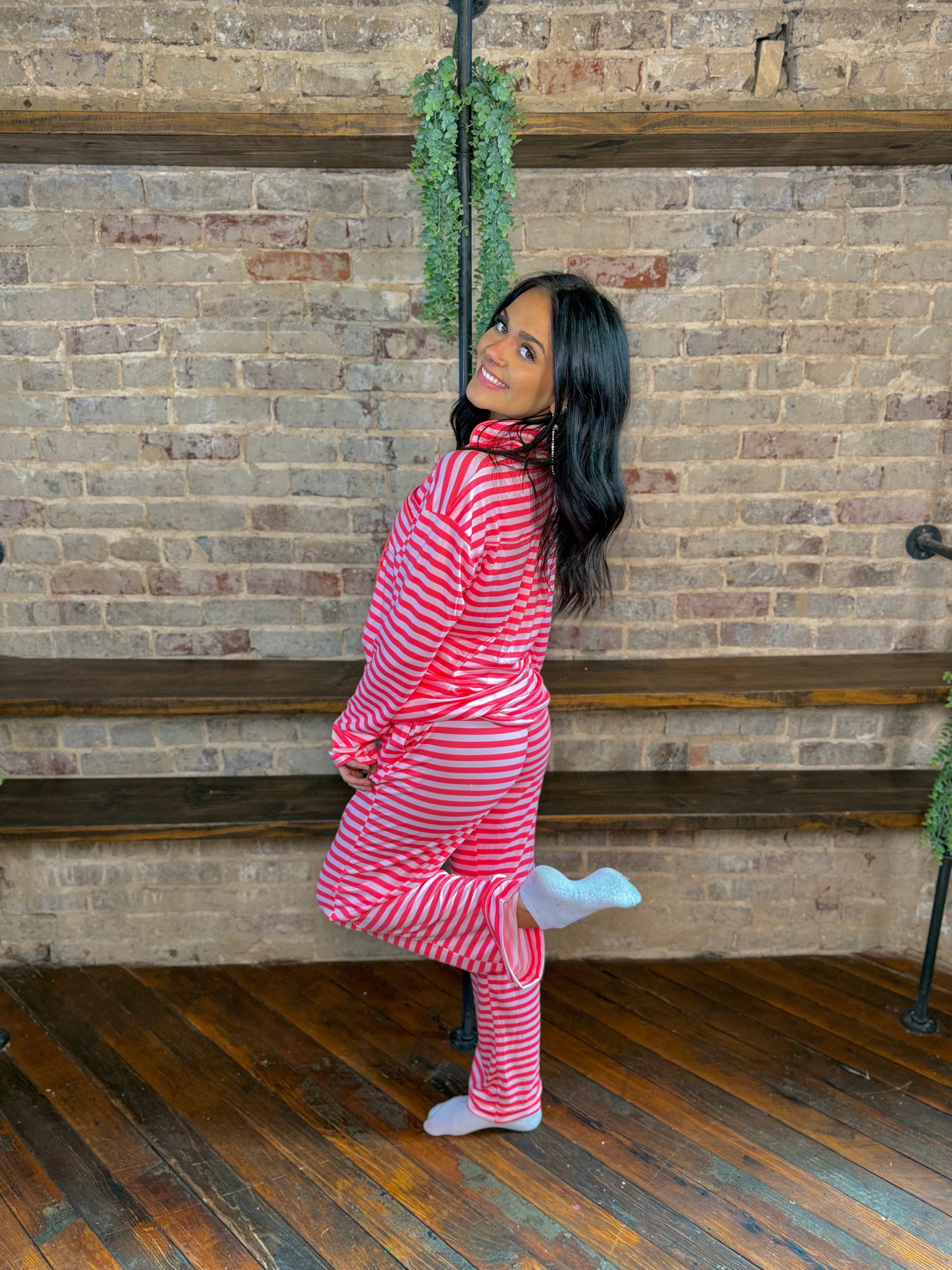 Pink & Red Stripe Pajama Set