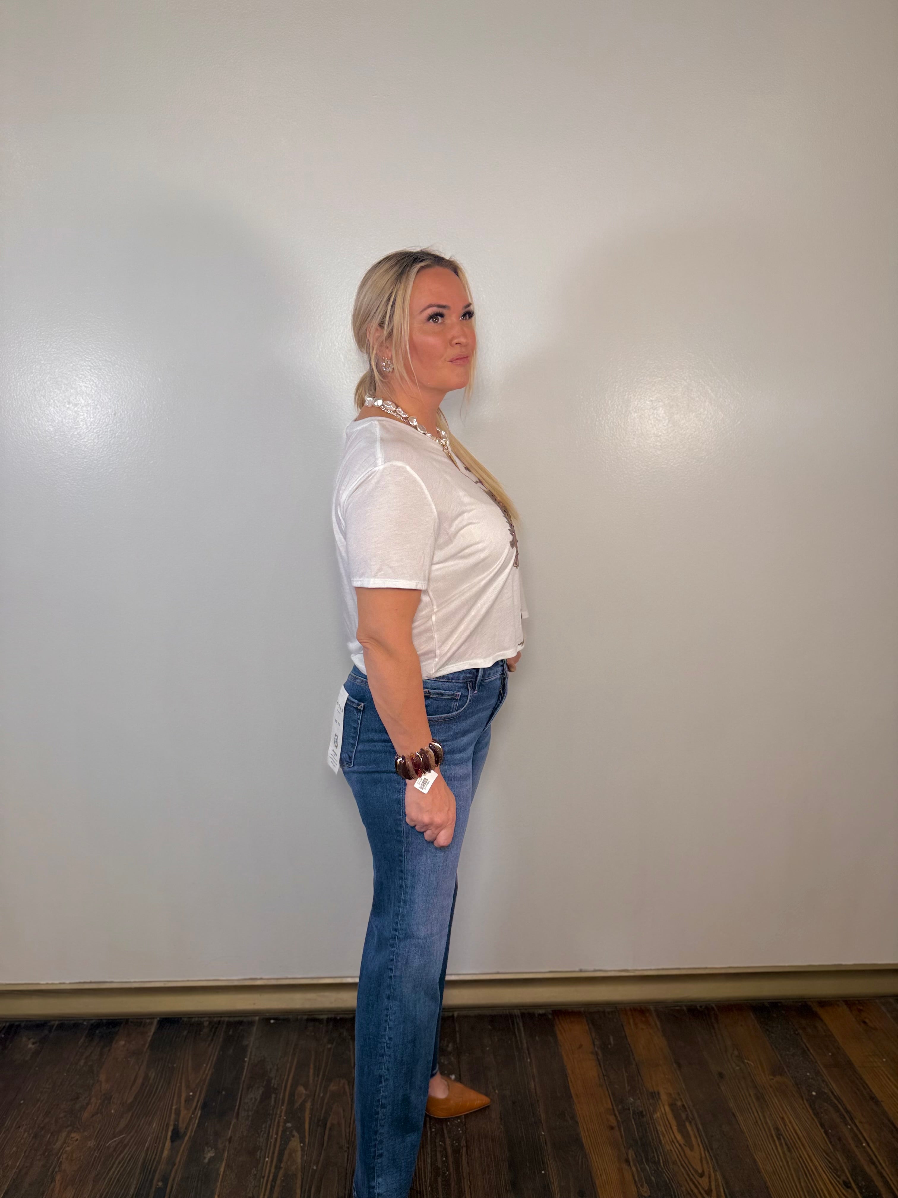 Cropped Rhinestone Studded Bronco Rider Graphic Tee