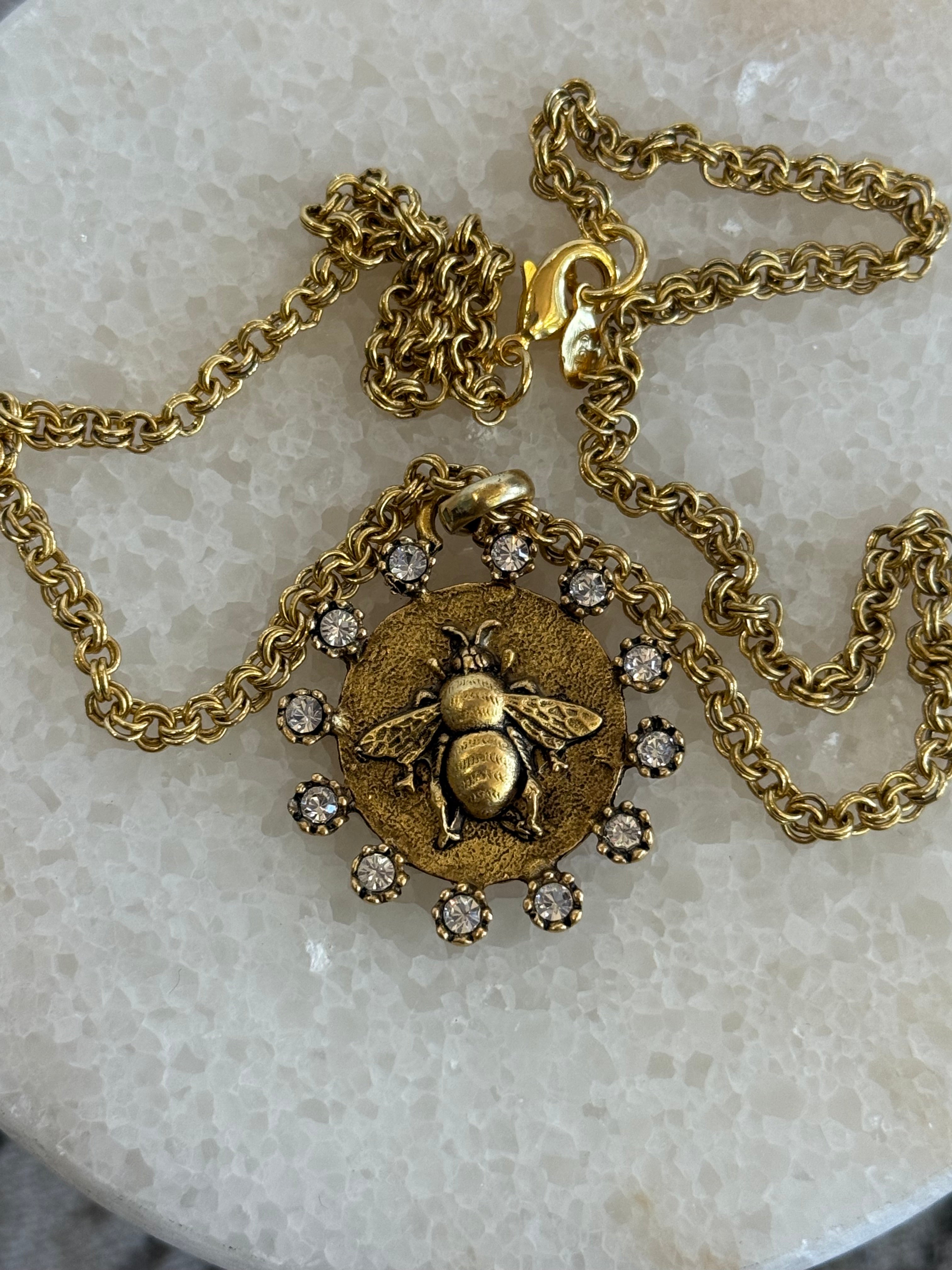 Vintage Queen Bee Pendant Necklace