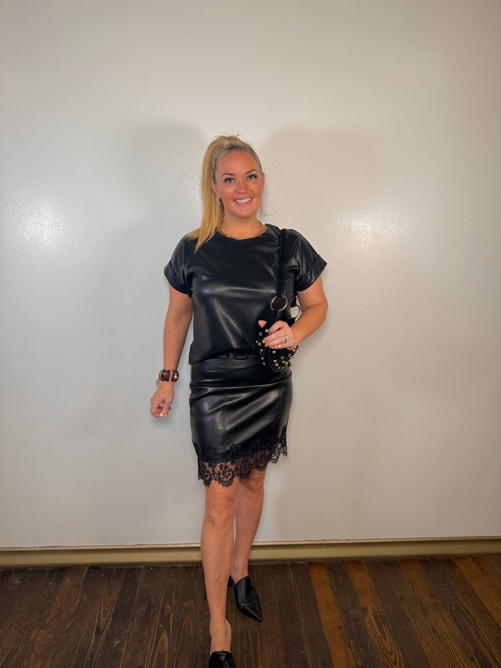 Whiskey Moon Leather Cap Sleeve Top