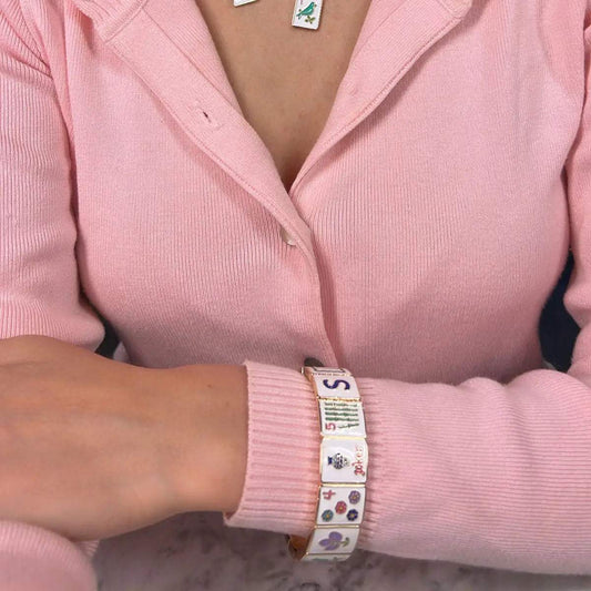 Going Mahjong! Enamel Hinge Bangle