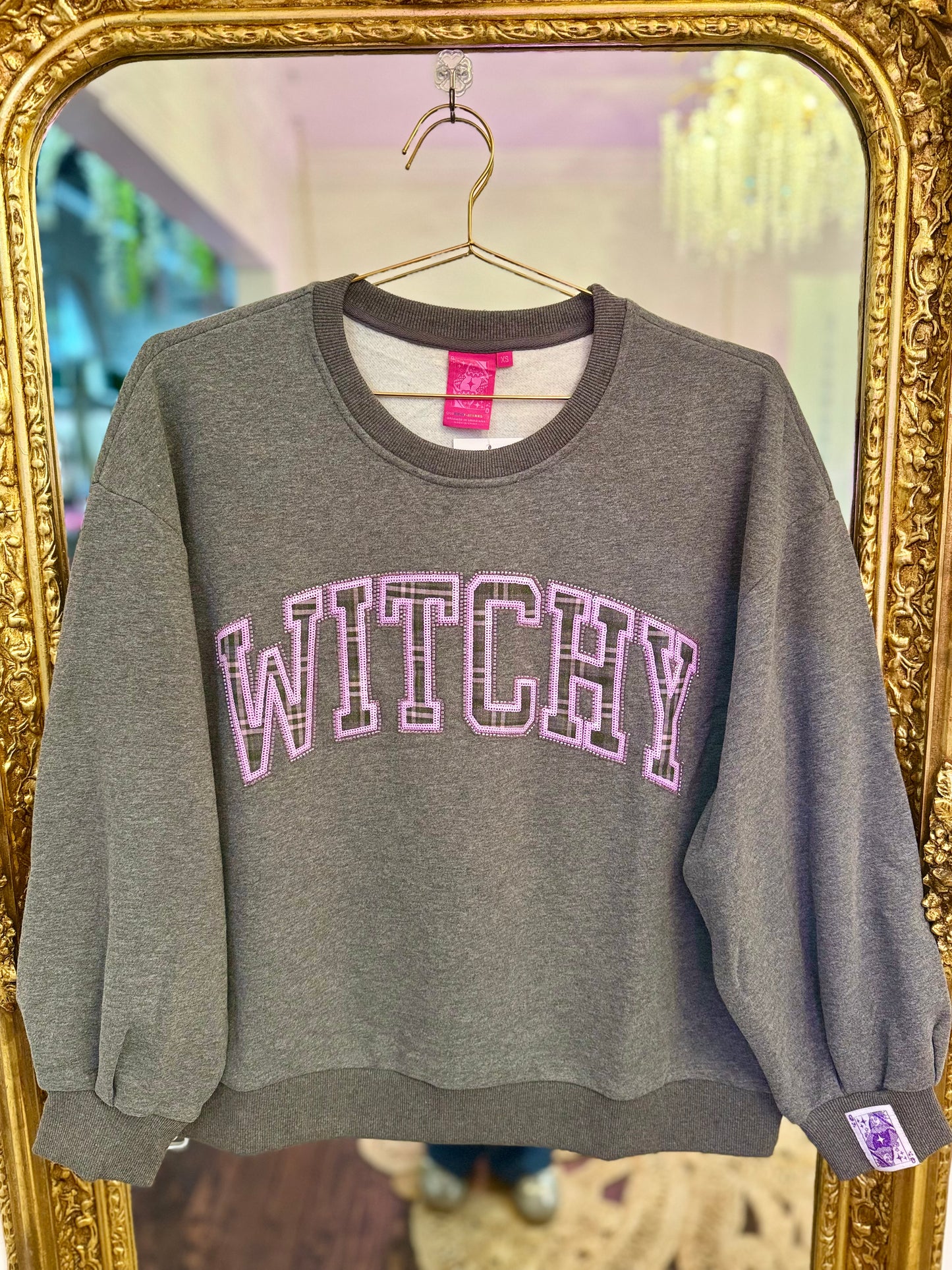 Charcoal & Plaid 'Witchy' Sweatshirt | Queen of Sparkles