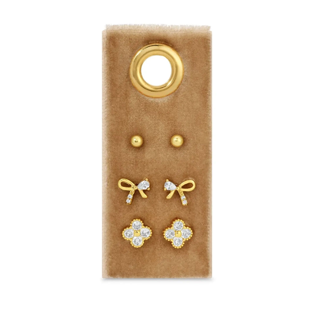 Velvet Tag Earring Studs | Set of 3