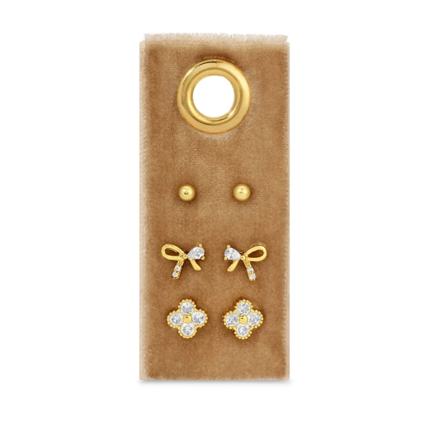 Velvet Tag Earring Studs | Set of 3