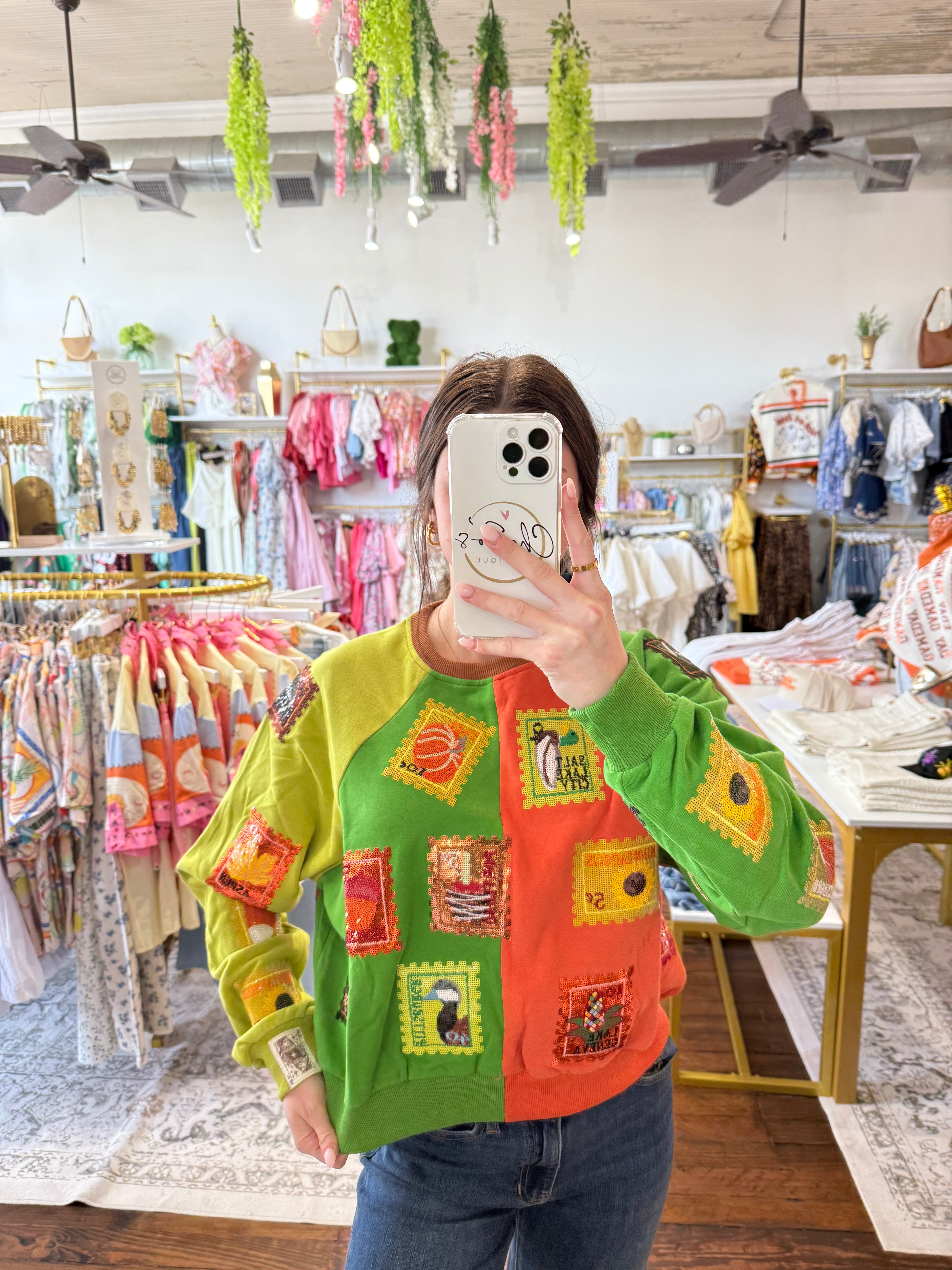 Colorblock Fall Stamp Sweatshirt | Queen of Sparkles