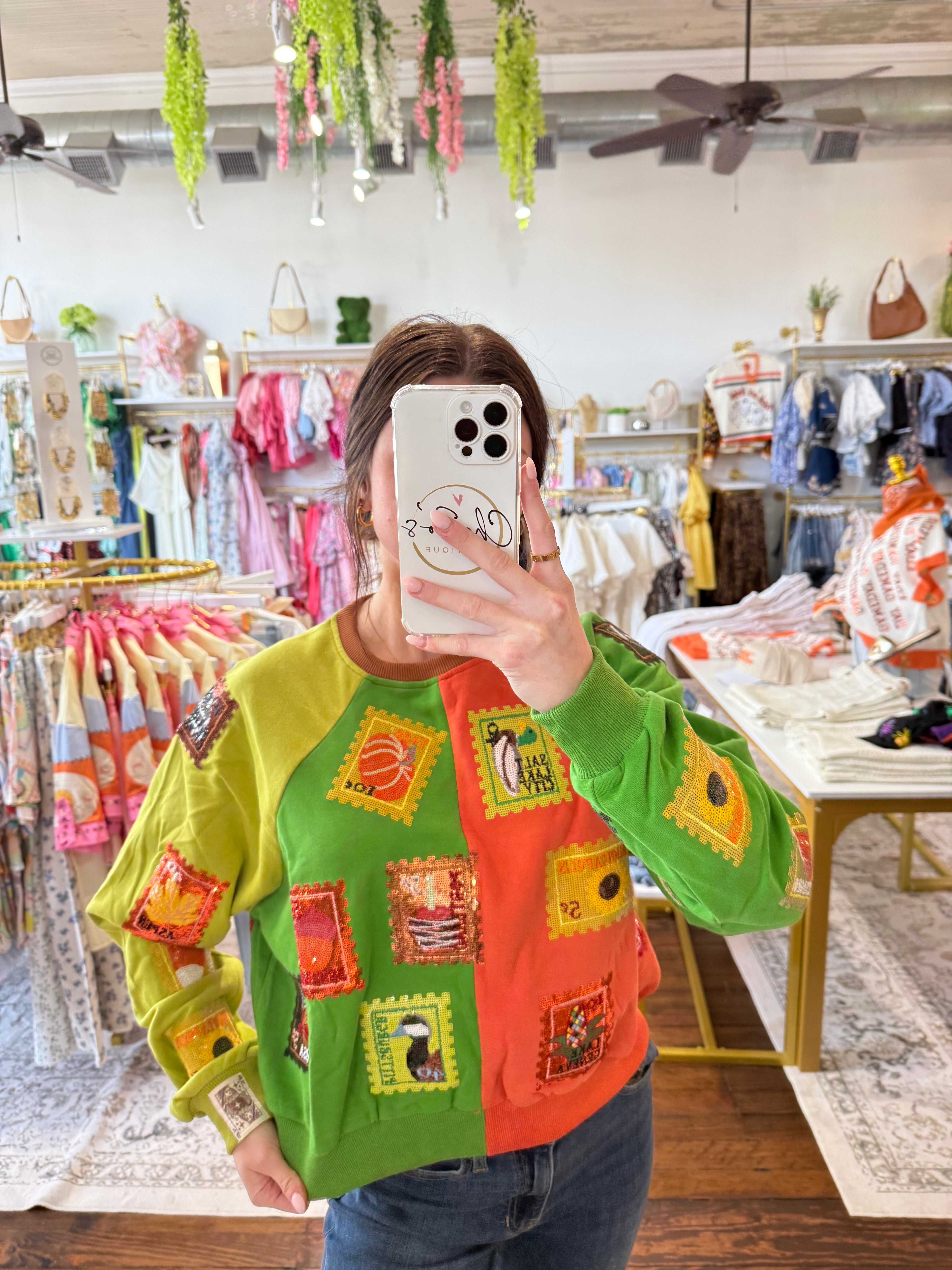 Colorblock Fall Stamp Sweatshirt | Queen of Sparkles