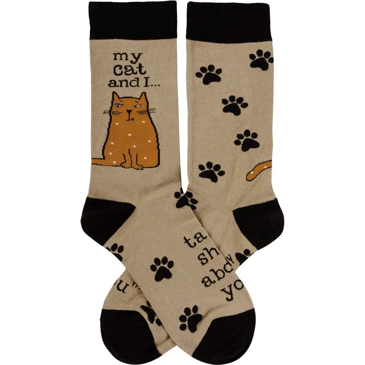 Classic Woven Crew Socks - Cats