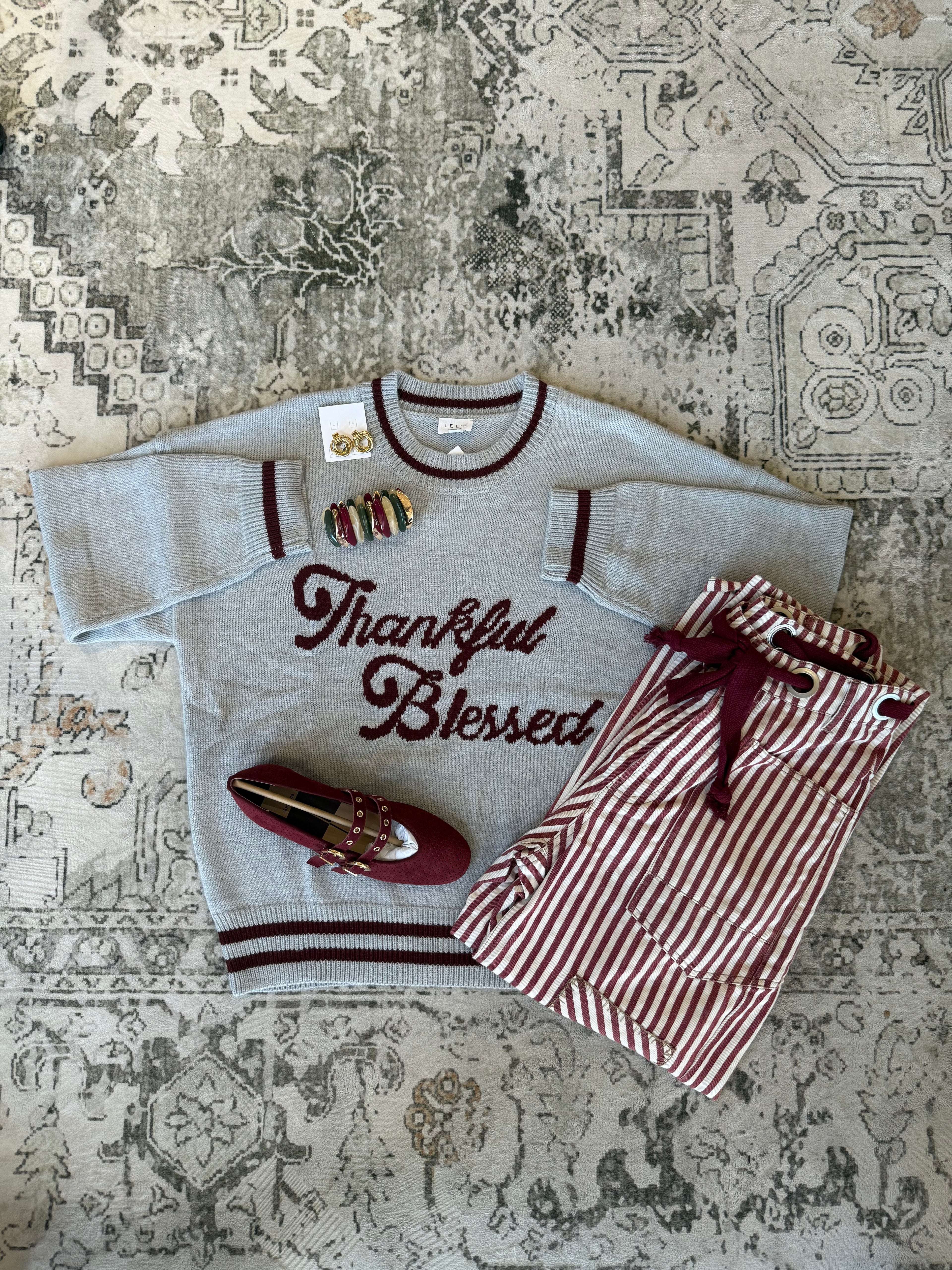 'Thankful & Blessed' Graphic Sweater