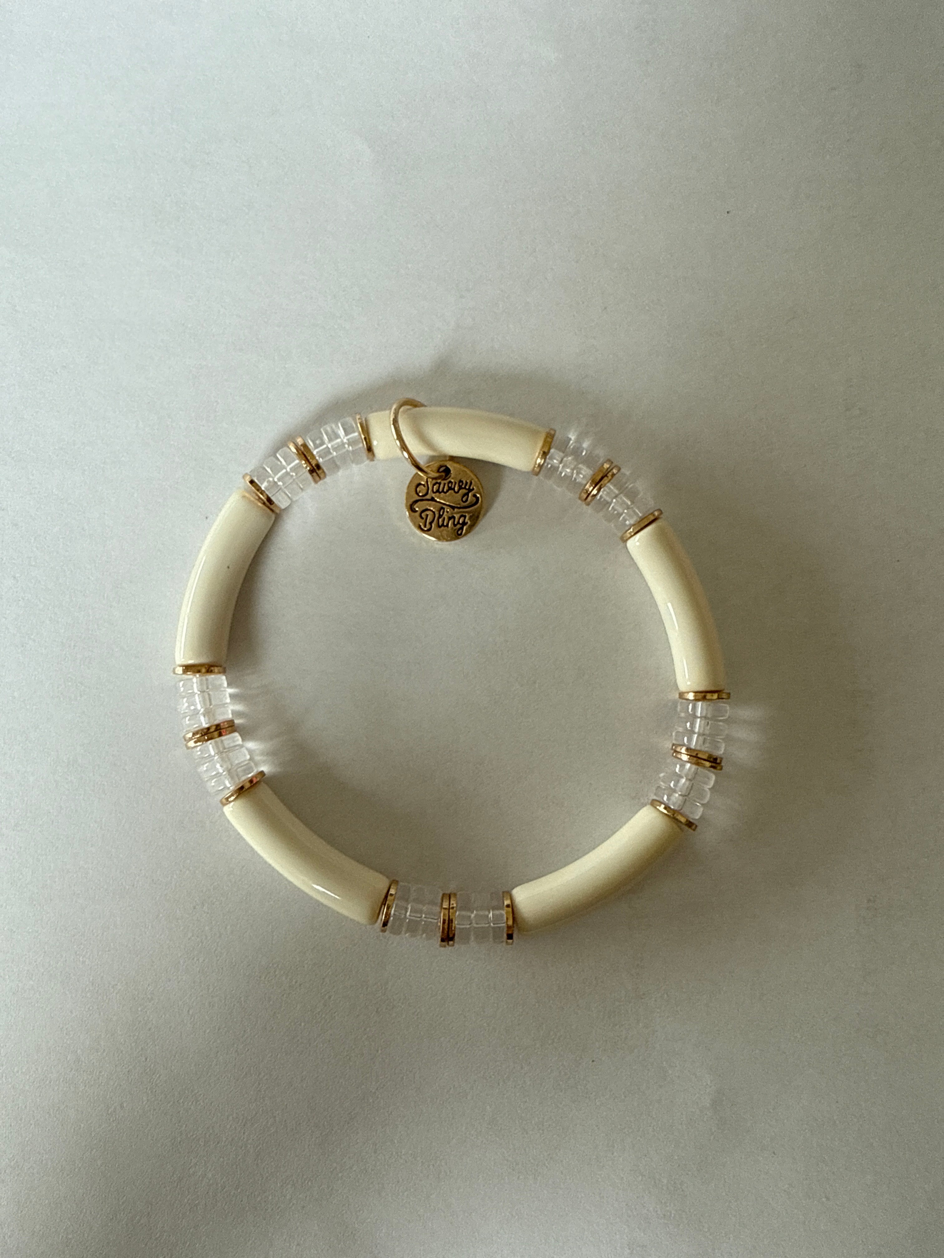 Small Gold Acrylic Bamboo Tube Bracelet