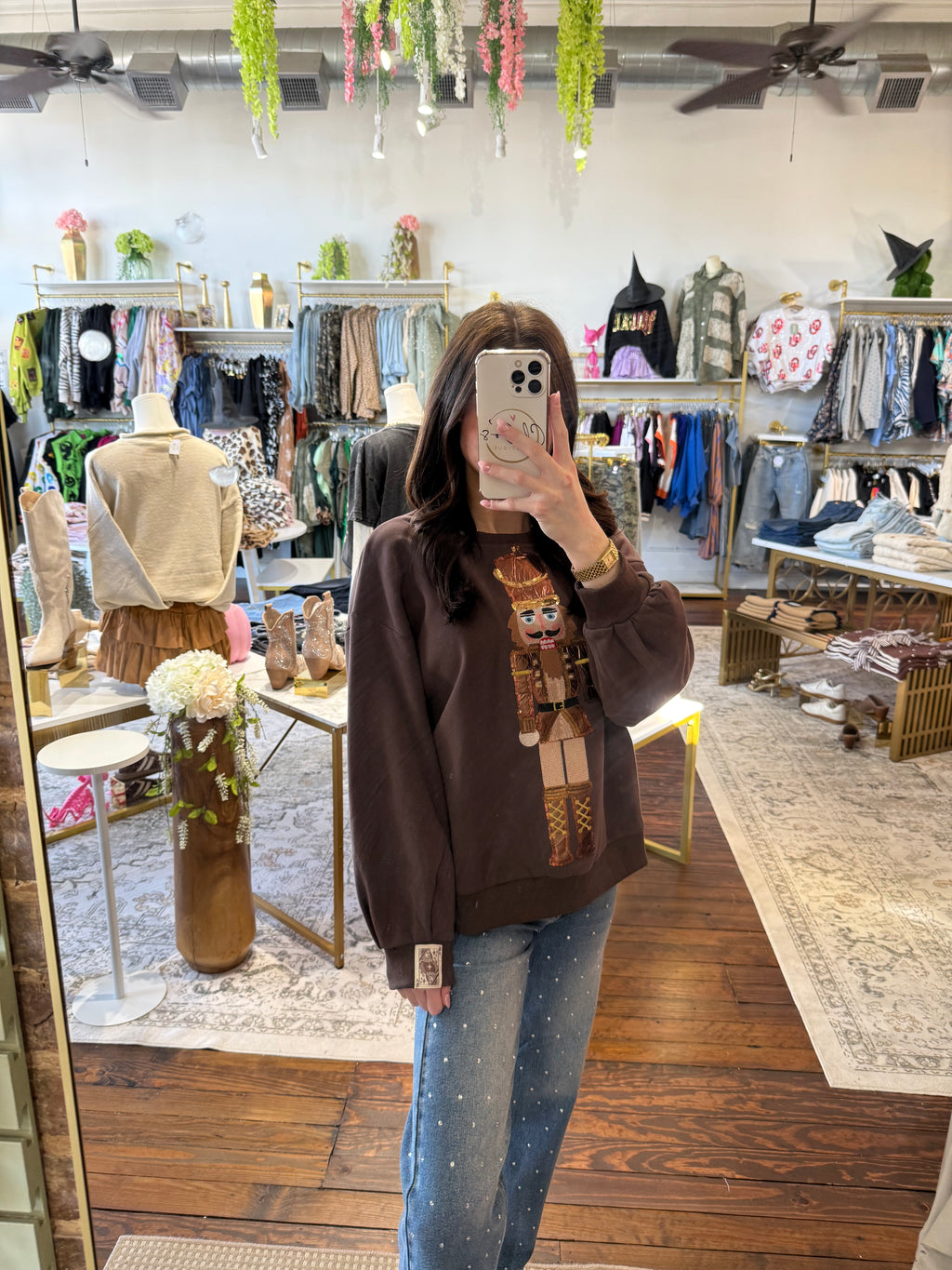 Brown Espresso Martini Serving Nutcracker Sweatshirt | Queen of Sparkles