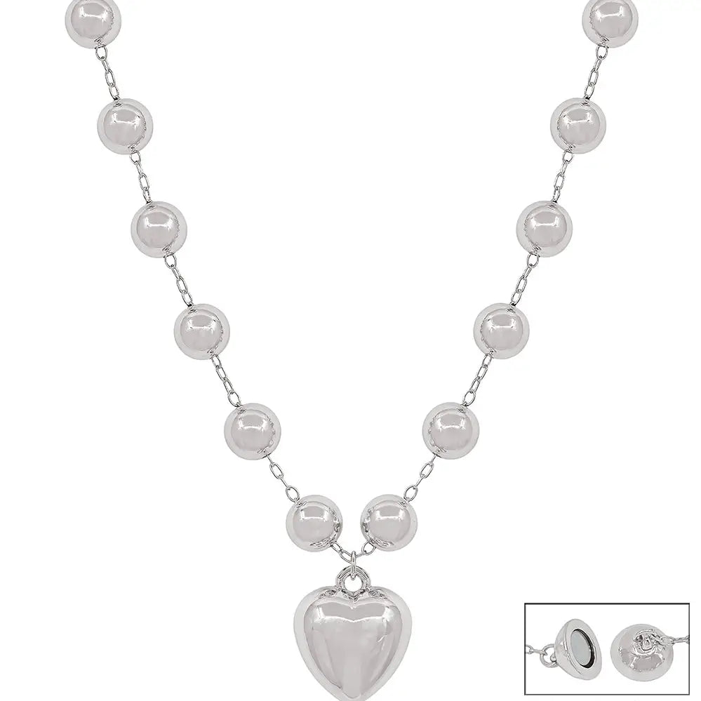 10mm Beaded Puffy Heart Necklace