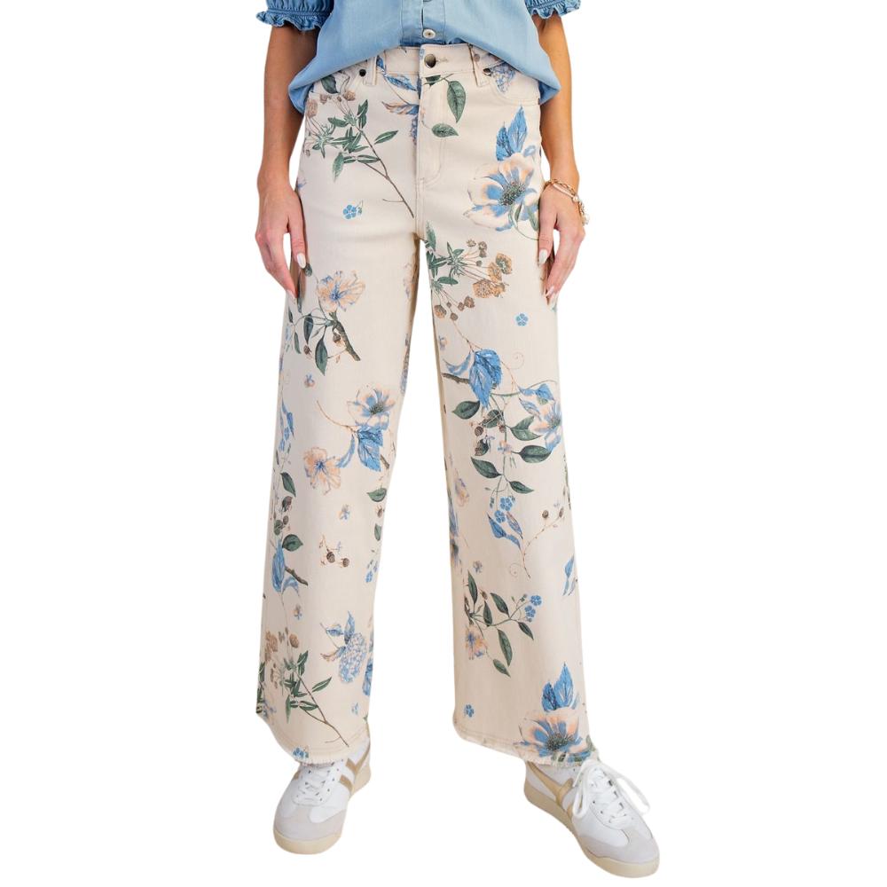 Ecru L – Garden Party Floral Soft Stretch Top