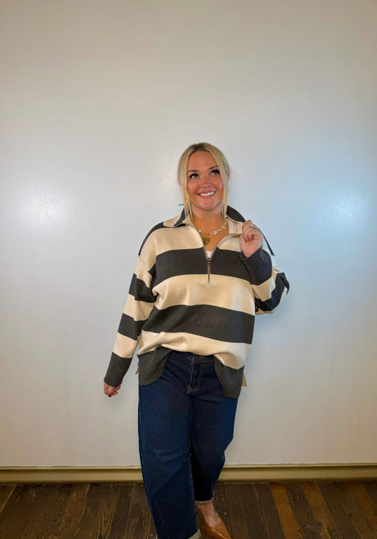 Fontaine Half Zip Striped Pullover