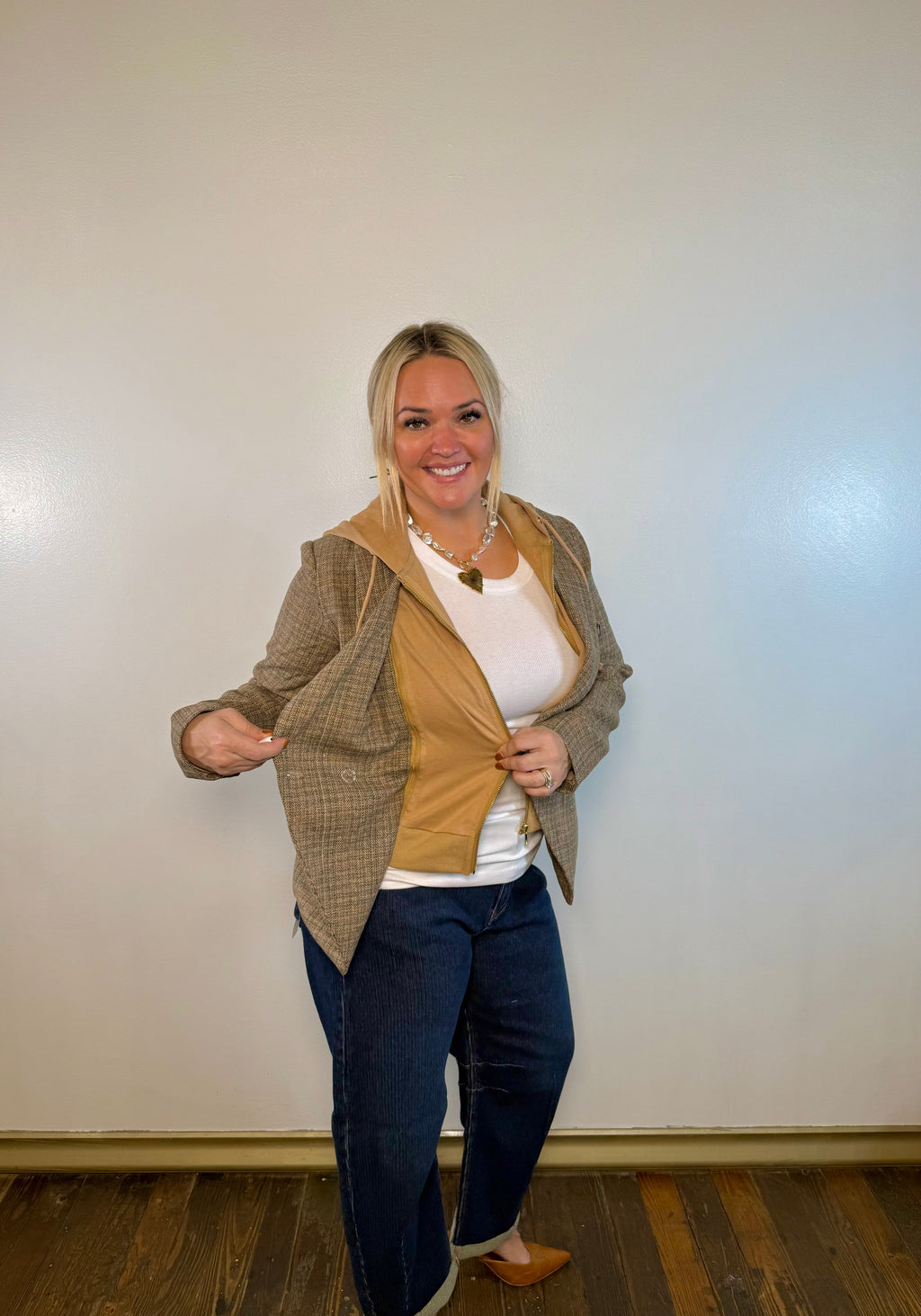 Herringbone Hoodie Blazer