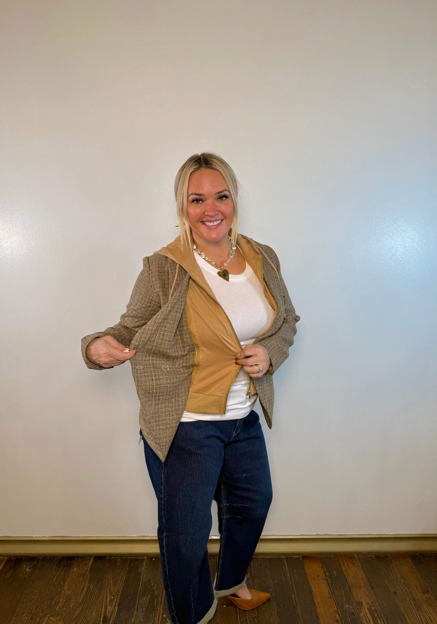 Herringbone Hoodie Blazer