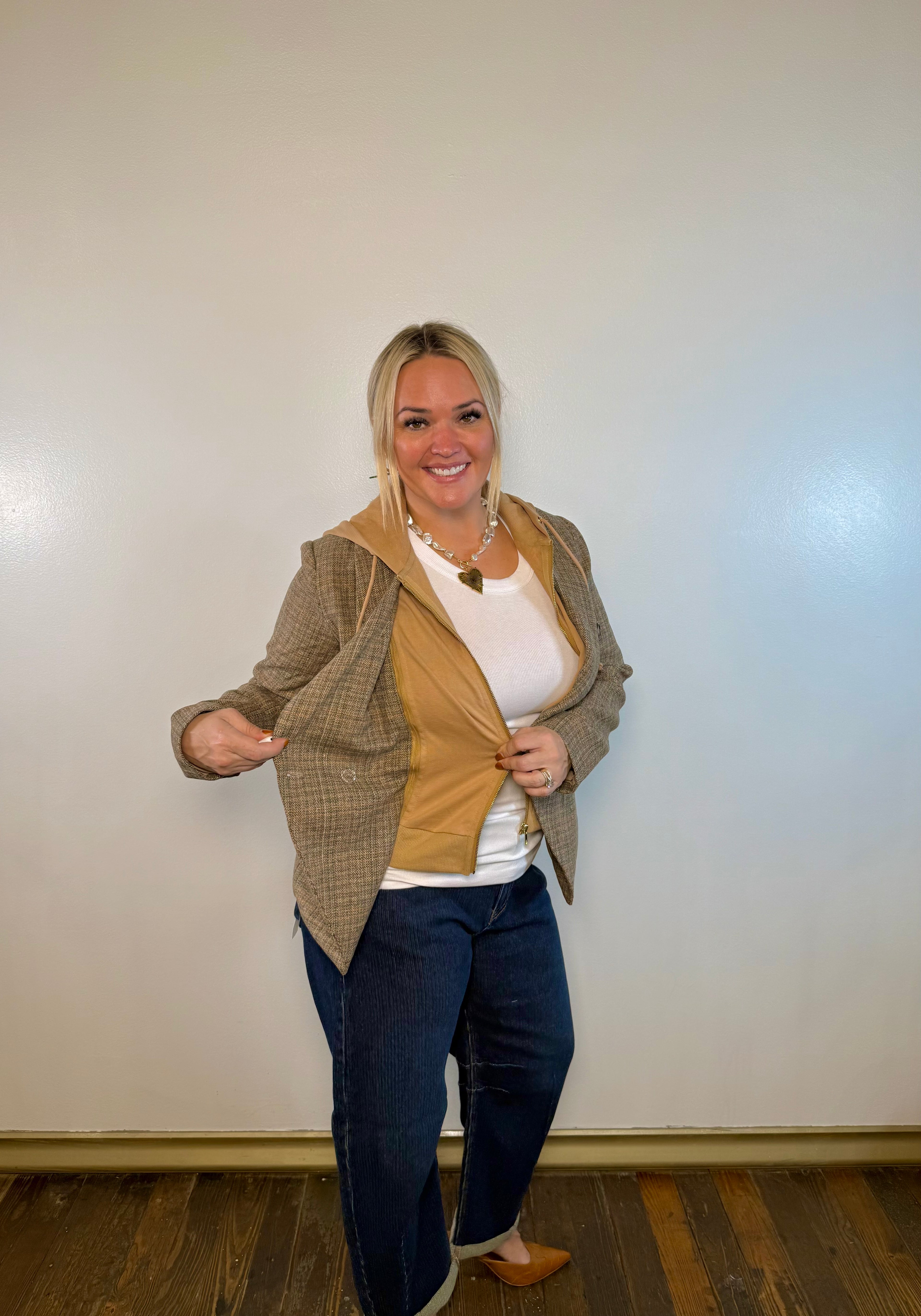 Herringbone Hoodie Blazer