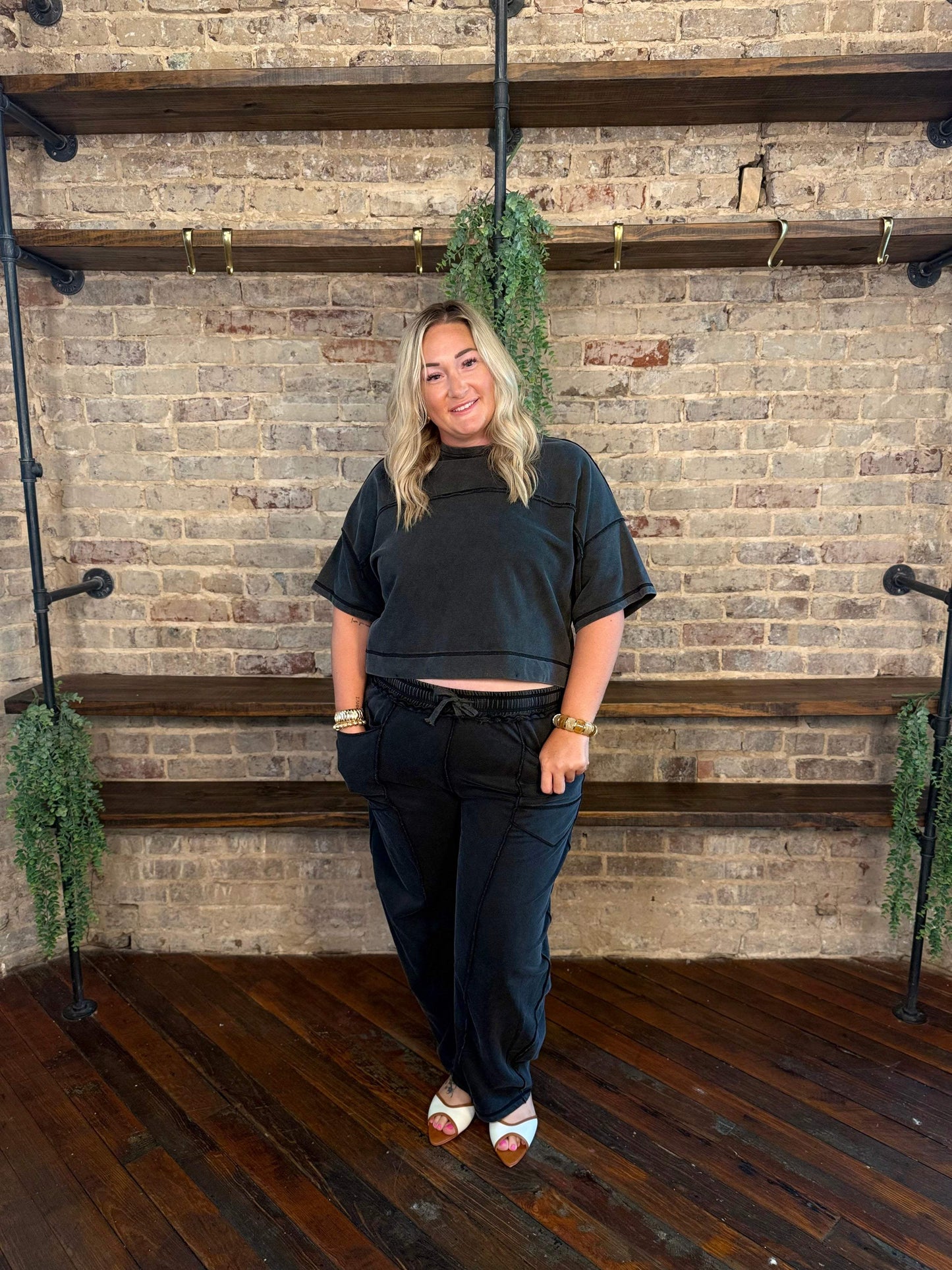 PLUS SIZE | Mineral Washed Cropped Slouchy Top