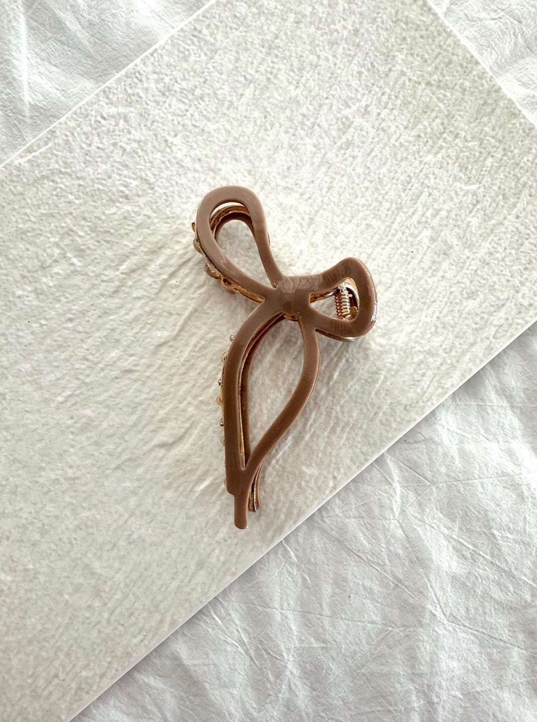 Elegant Gold-Trim Bow Hair Clip