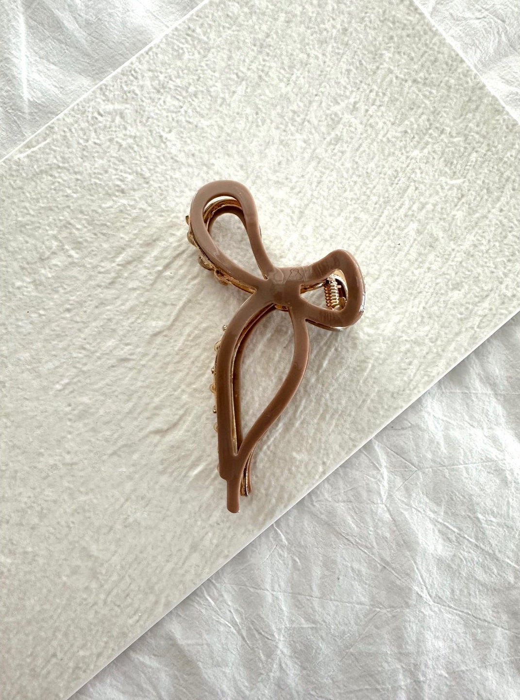 Elegant Gold-Trim Bow Hair Clip