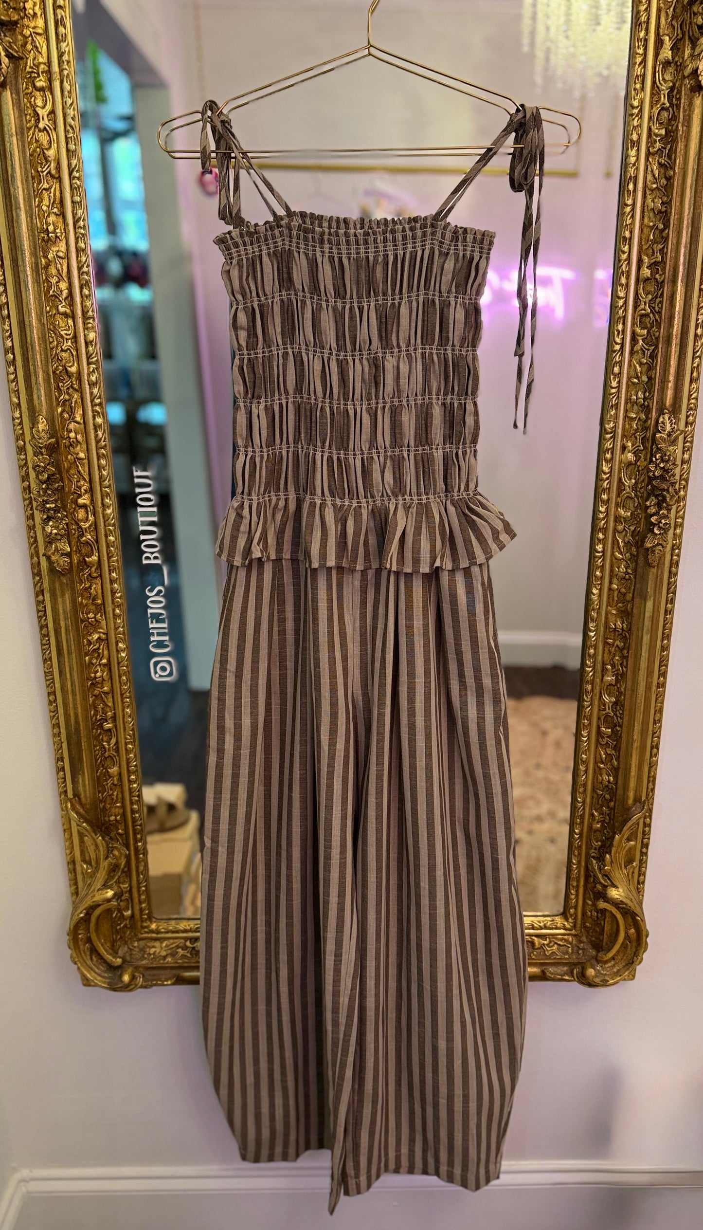 Sunday Stripe Smocked Wide-Leg Set