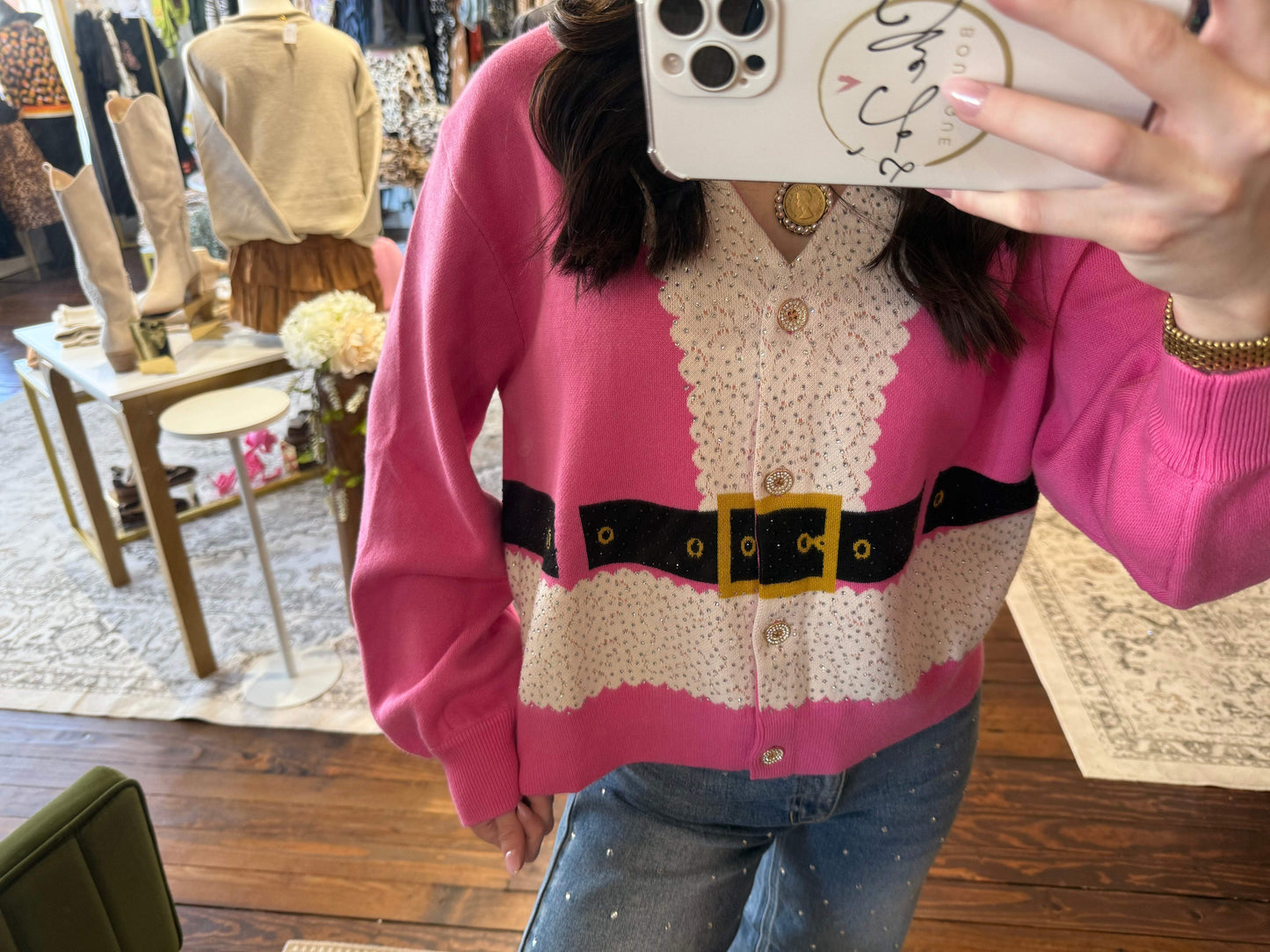 Pink Santa's Coat Cardigan | Queen of Sparkles