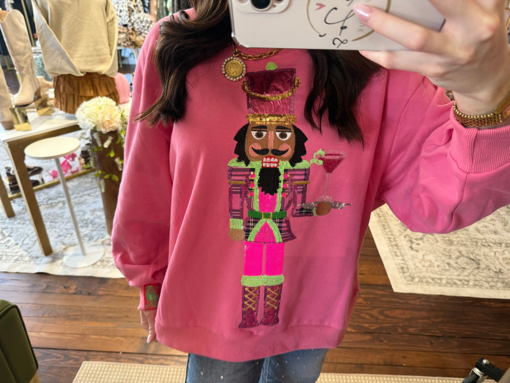 Hot Pink Serving Cosmo Nutcracker Sweatshirt | Queen of Sparkles