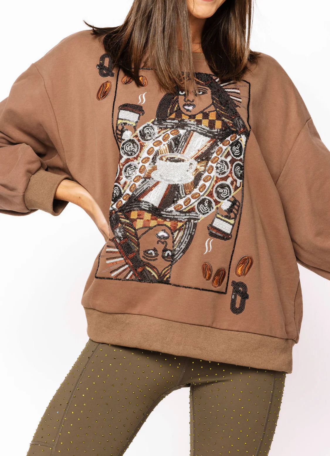 Brown Queen of Coffee Sweatshirt | Queen of Sparkles