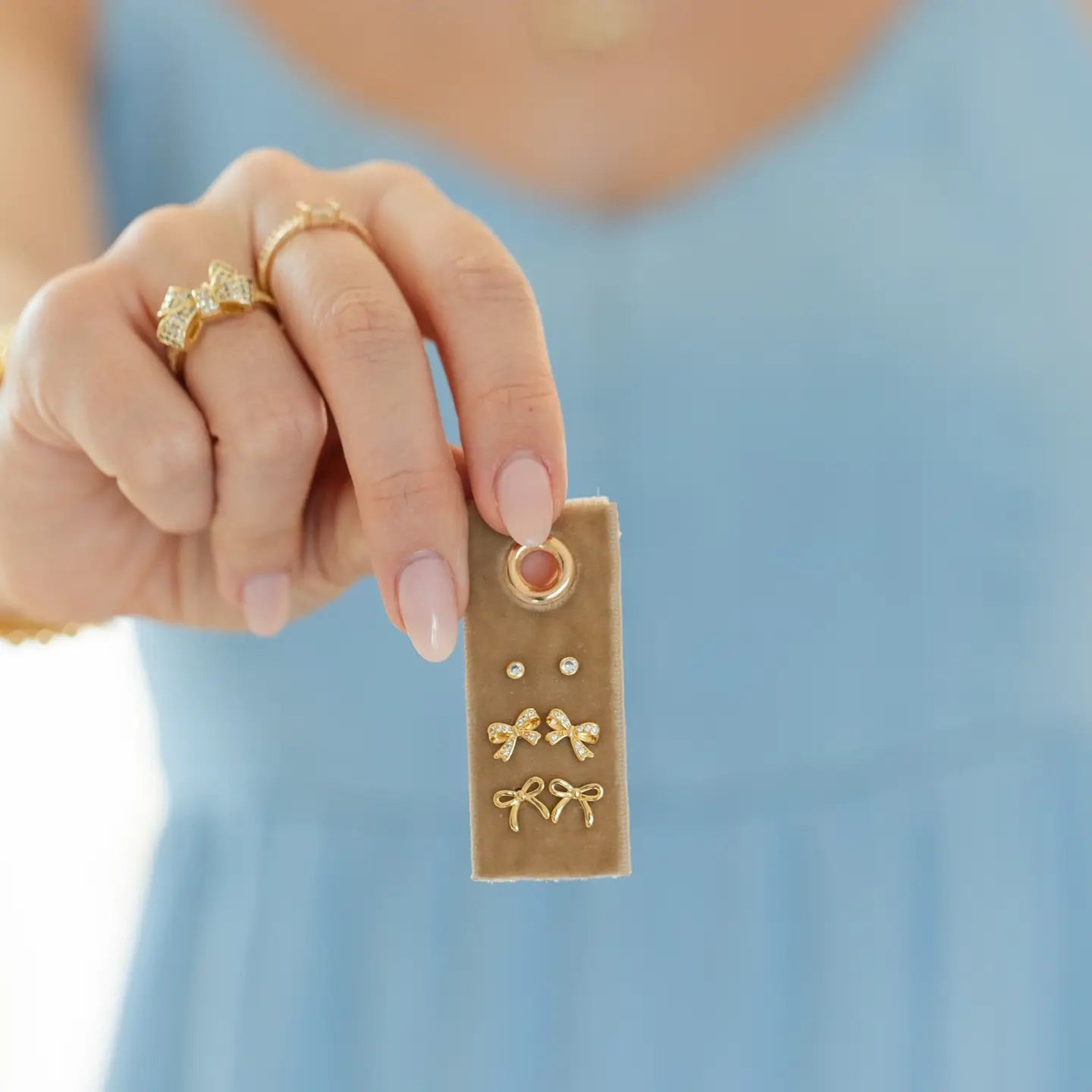 Velvet Tag Earring Studs | Set of 3