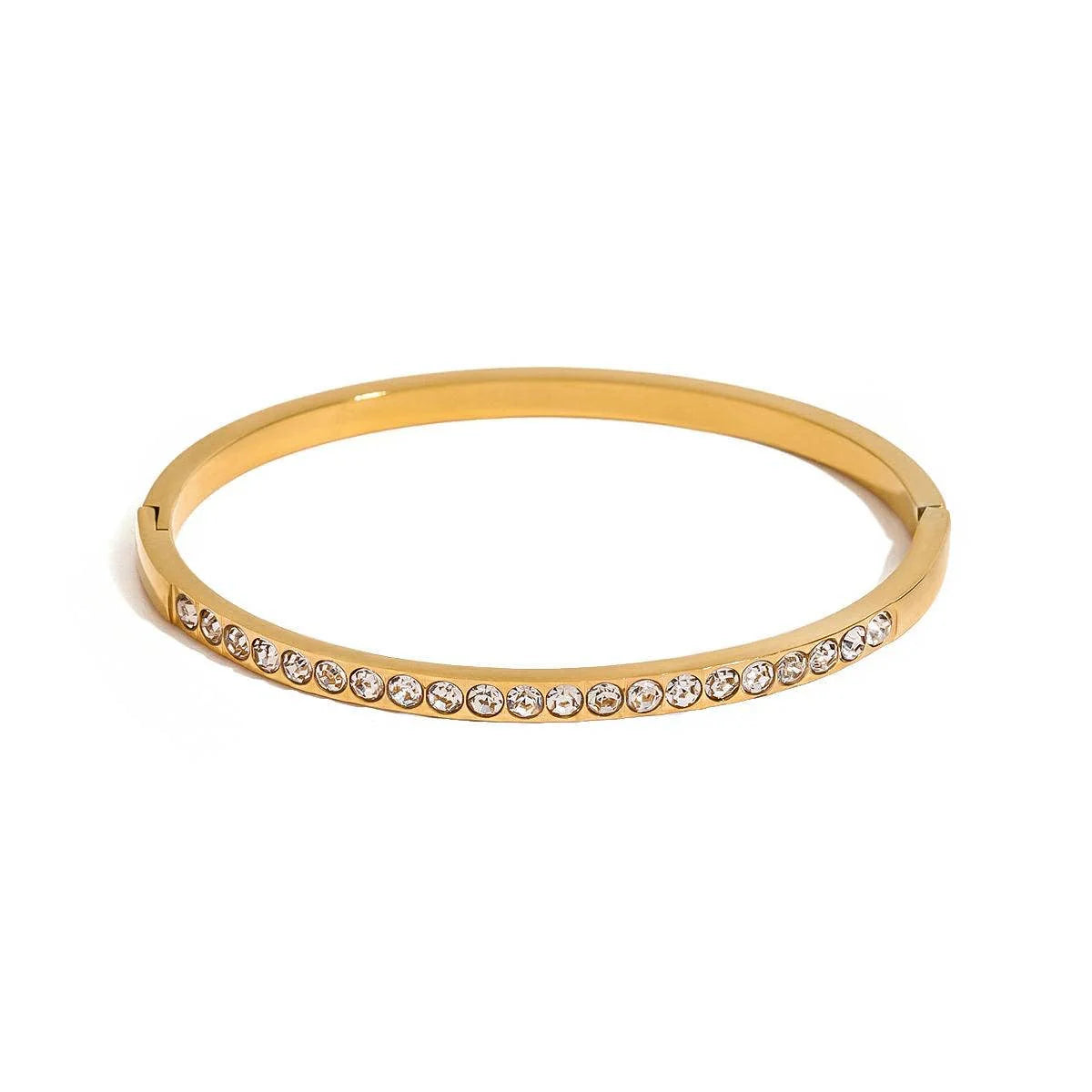 Waterproof CZ Gold Bangle Bracelet