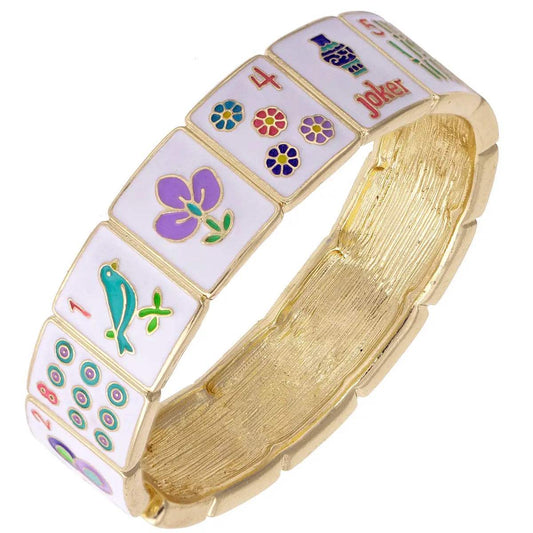 Going Mahjong! Enamel Hinge Bangle