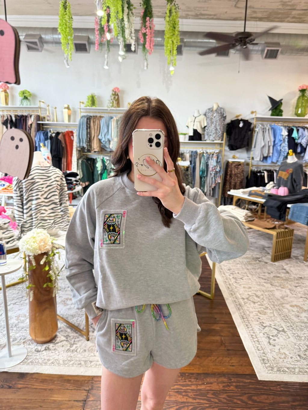 Grey Rainbow Tie Logo Sweatshirt | Queen of Sparkles