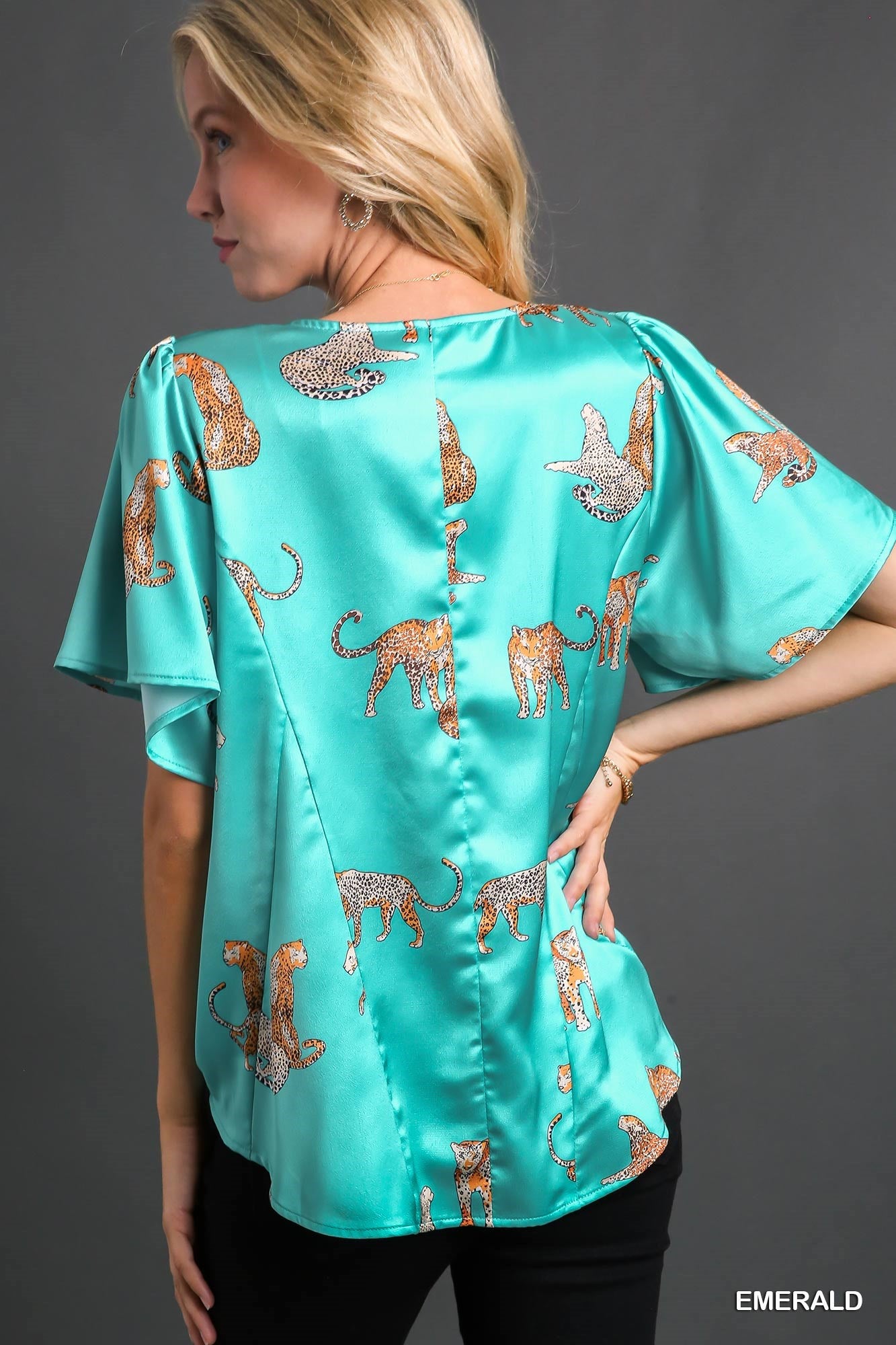 Satin Cross Over Leopard Top
