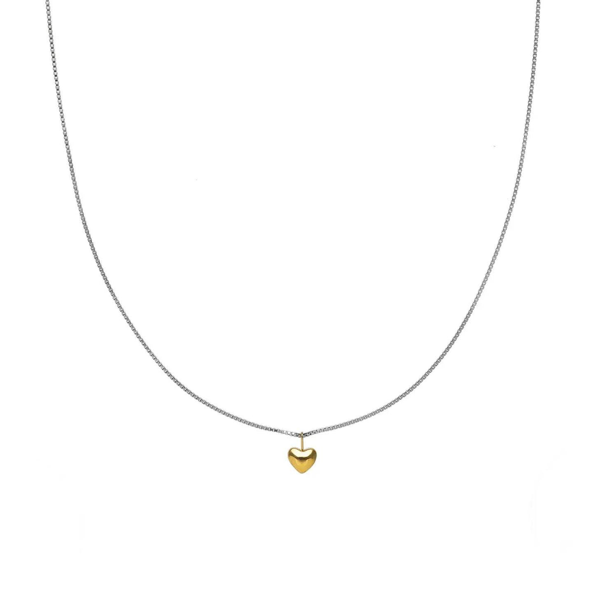 Dainty Two-Tone Heart Pendant Necklace
