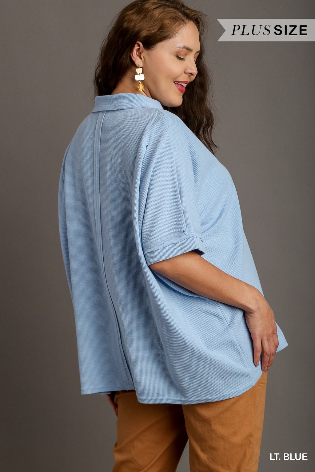 PLUS SIZE | Waffle Knit Button Down Top