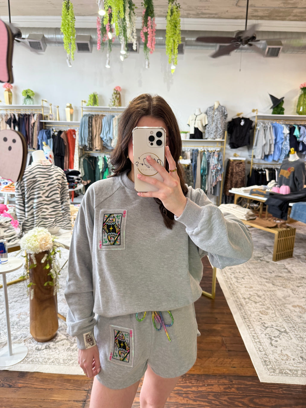 Grey Rainbow Tie Logo Sweatshirt | Queen of Sparkles