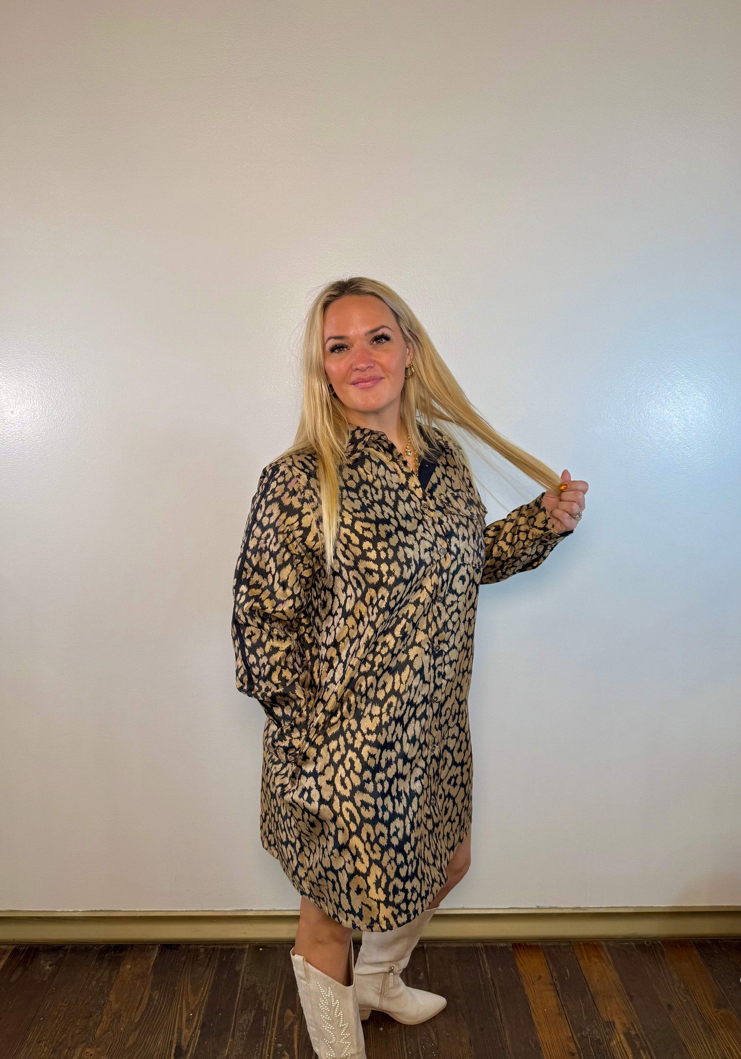 Paige Leopard Stripe Detailed Short Dress