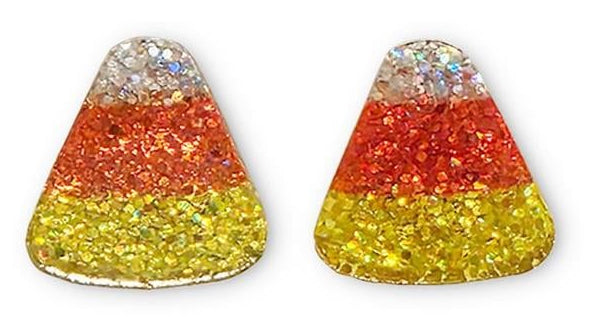 Candy Corn Glitter Stud Earrings