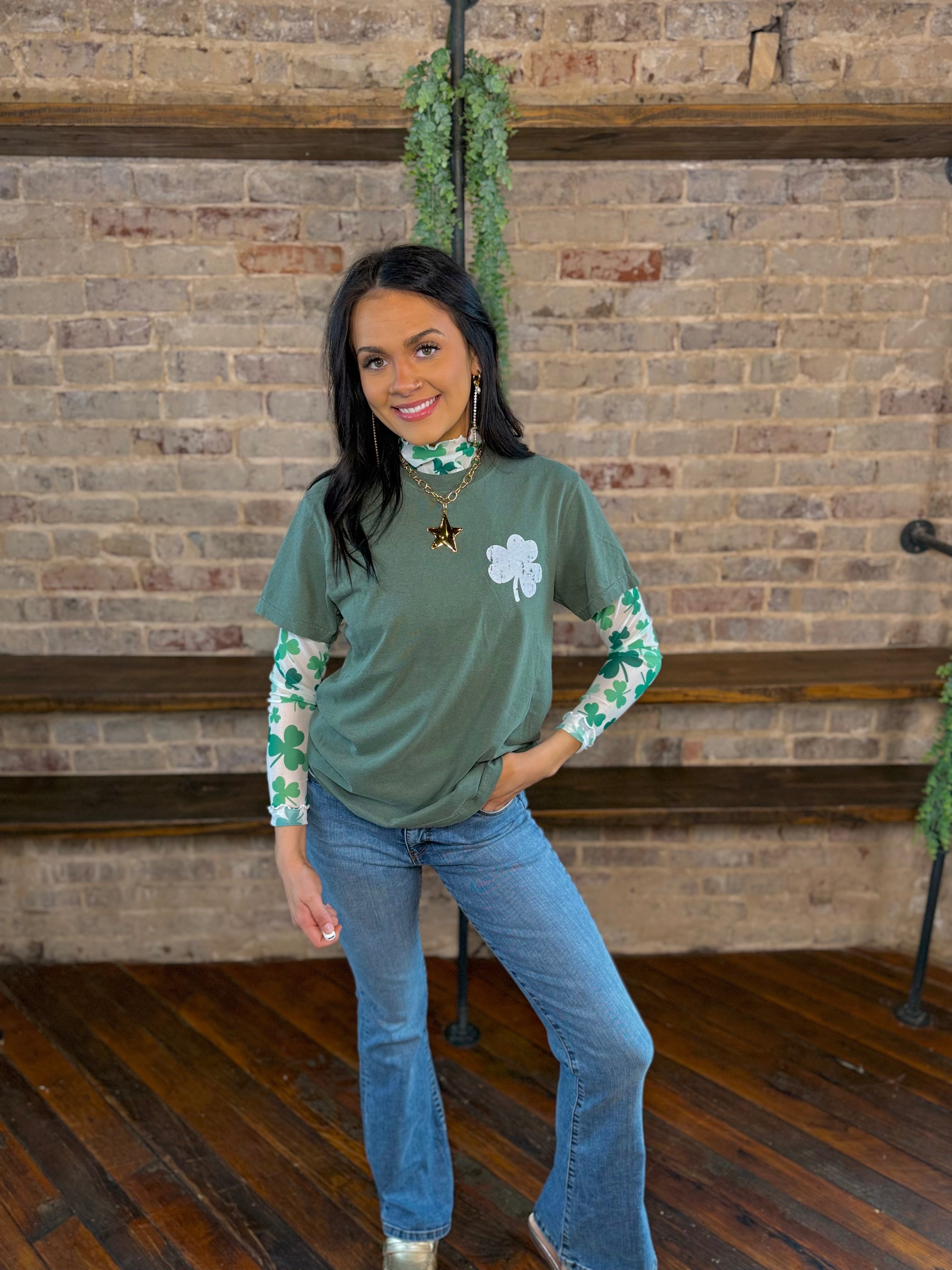 Shamrock Mesh Long Sleeve Top