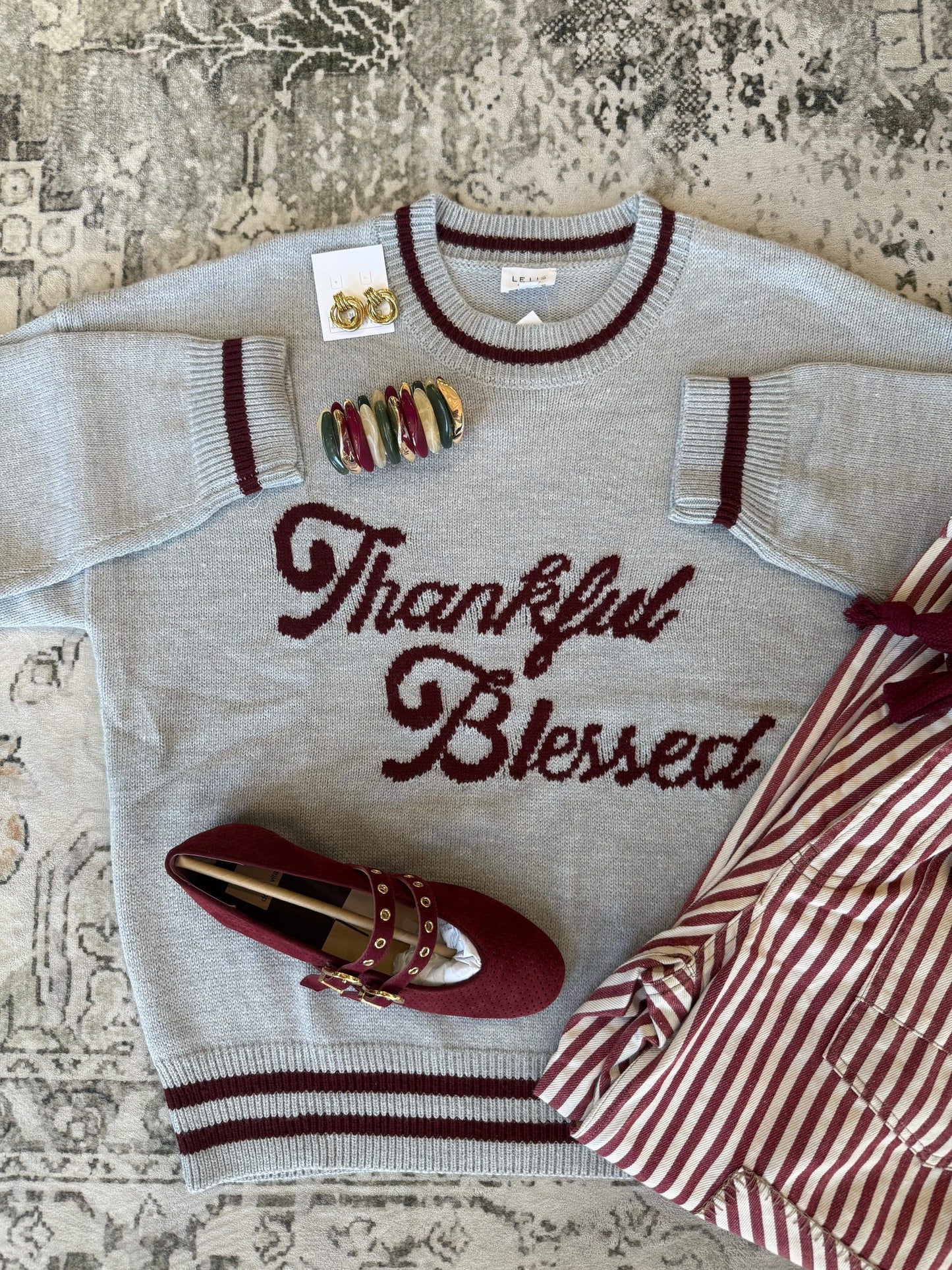 'Thankful & Blessed' Graphic Sweater