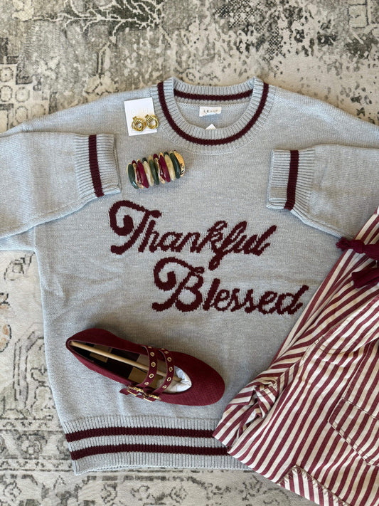 'Thankful & Blessed' Graphic Sweater