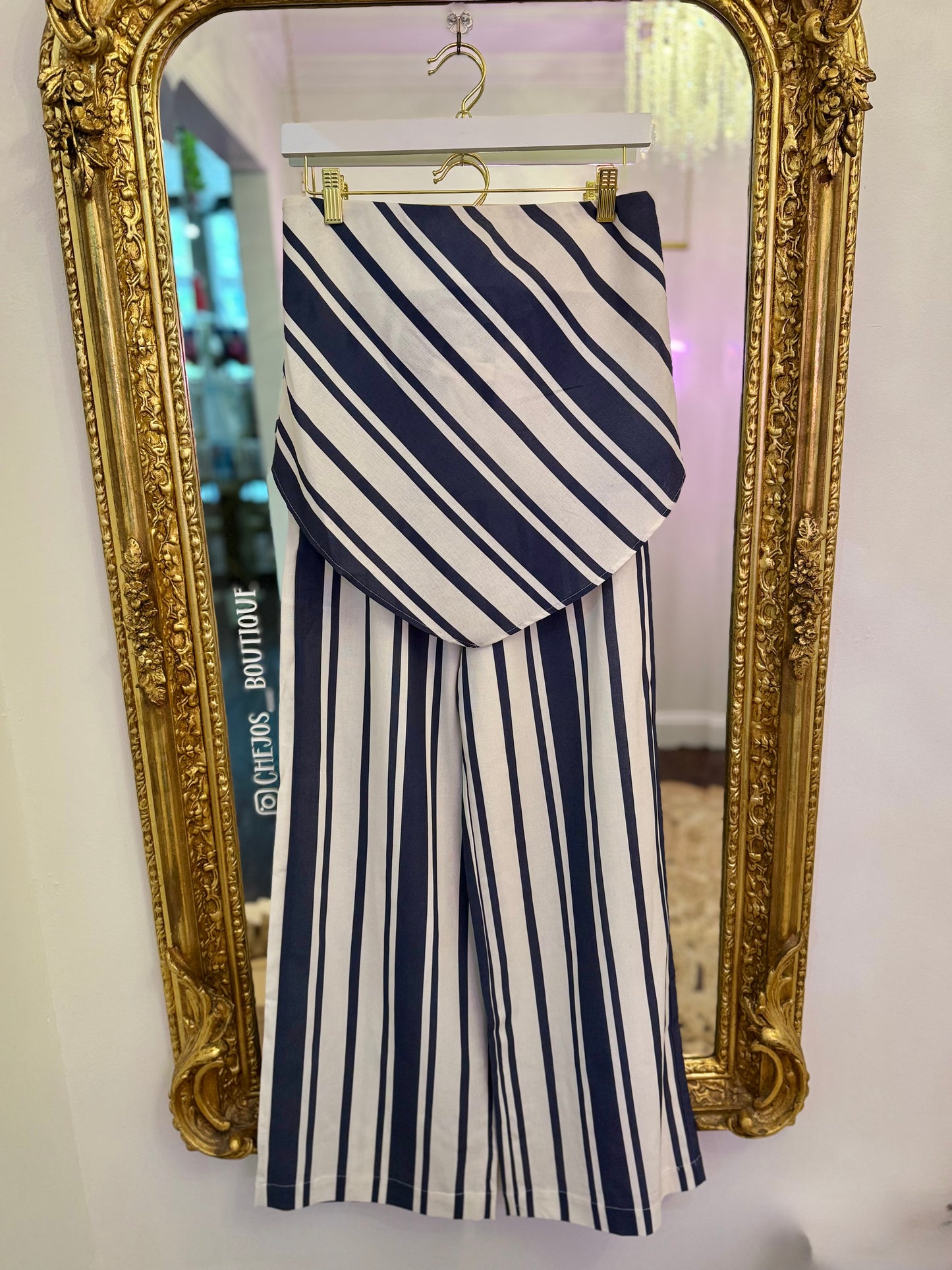 Navy Days Striped Linen Tube Top Set