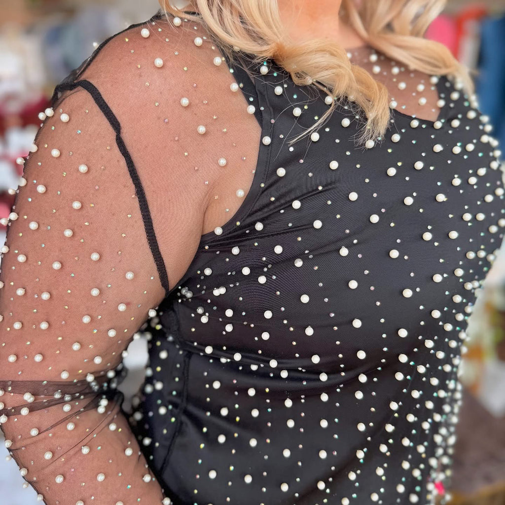 Beau Bead & Pearl Embellished Long Sleeve Top | PLUS SIZE AVAILABLE