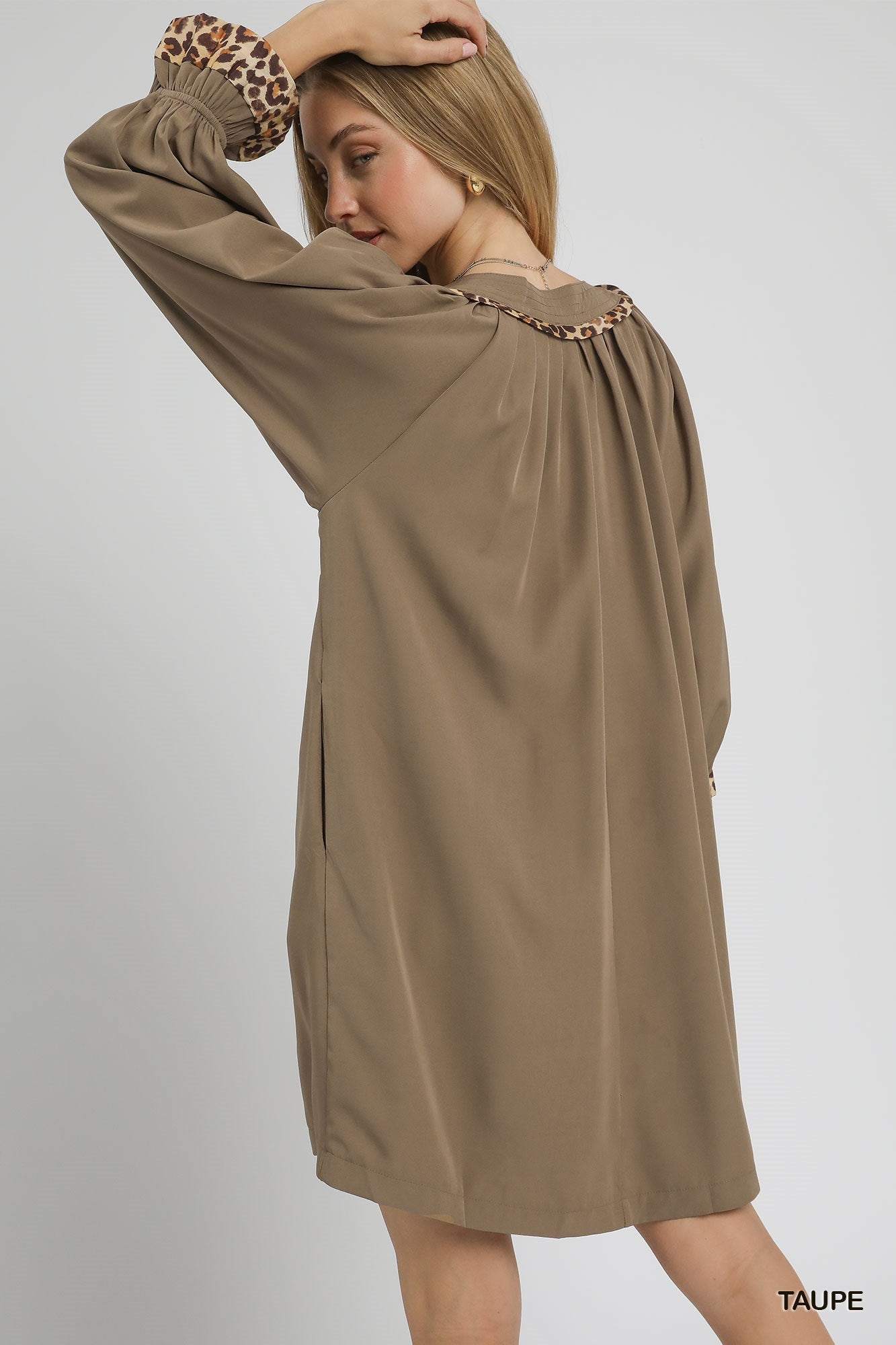 Leopard Trim Tunic Dress